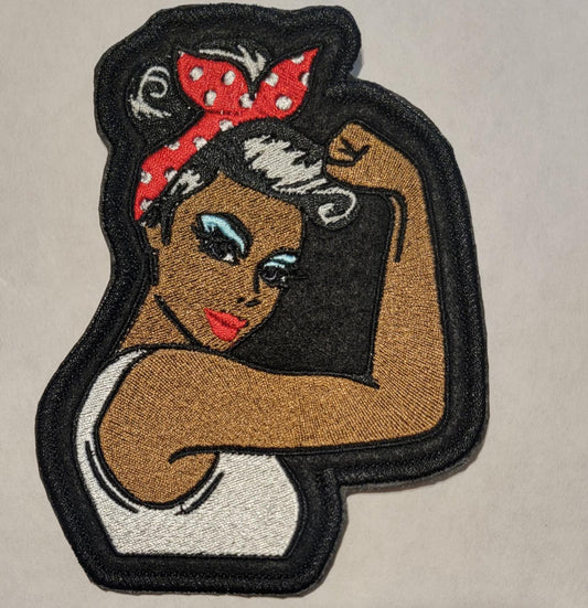 Rosie the Riveter, Black Impressionist Rosie the Riveter Iron-on Embroidery Patch, Empowerment, Icon's of WWII.