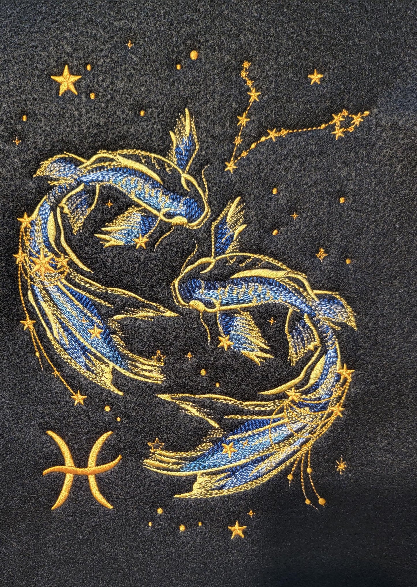 Zodiac Star Sign Constellation - Embroidered Iron-On/ Jean Jacket patch / Vest Jacket, 9" Large, Backpack / Astrology sign Pisces