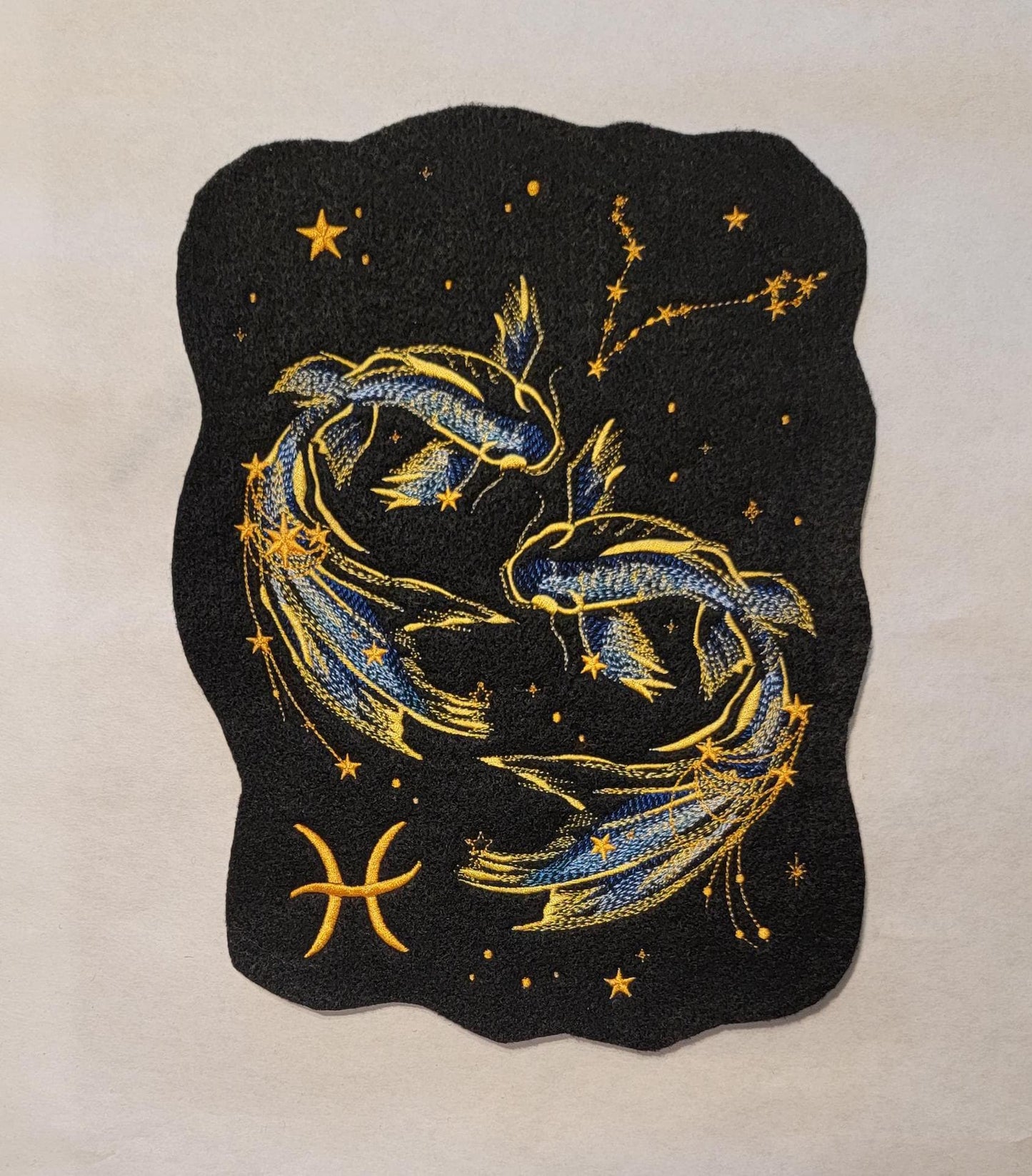 Zodiac Star Sign Constellation - Embroidered Iron-On/ Jean Jacket patch / Vest Jacket, 9" Large, Backpack / Astrology sign Pisces