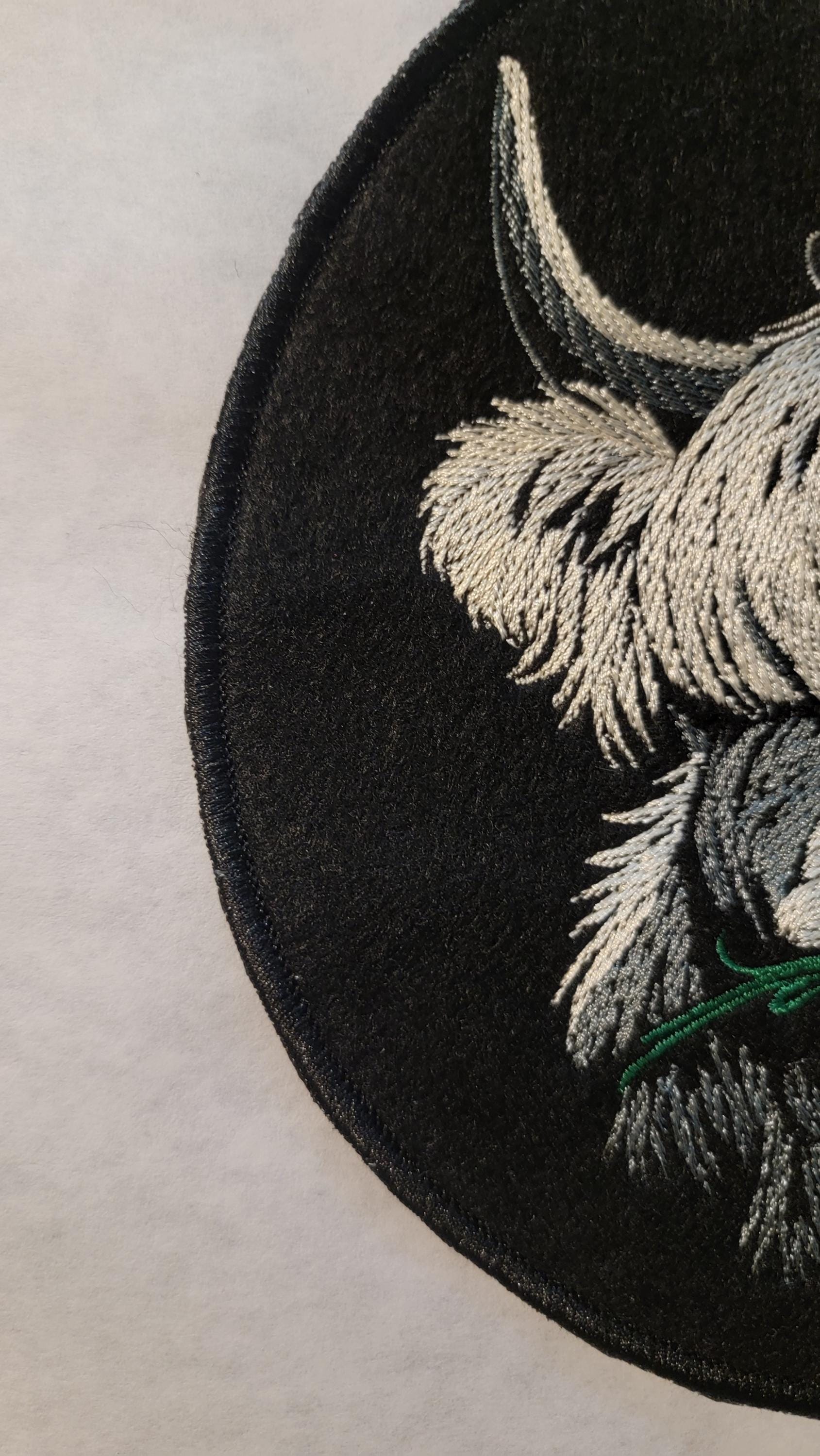 Scottish Highland Cow round 7" Black Felt Patch or 13x13" Square Panel