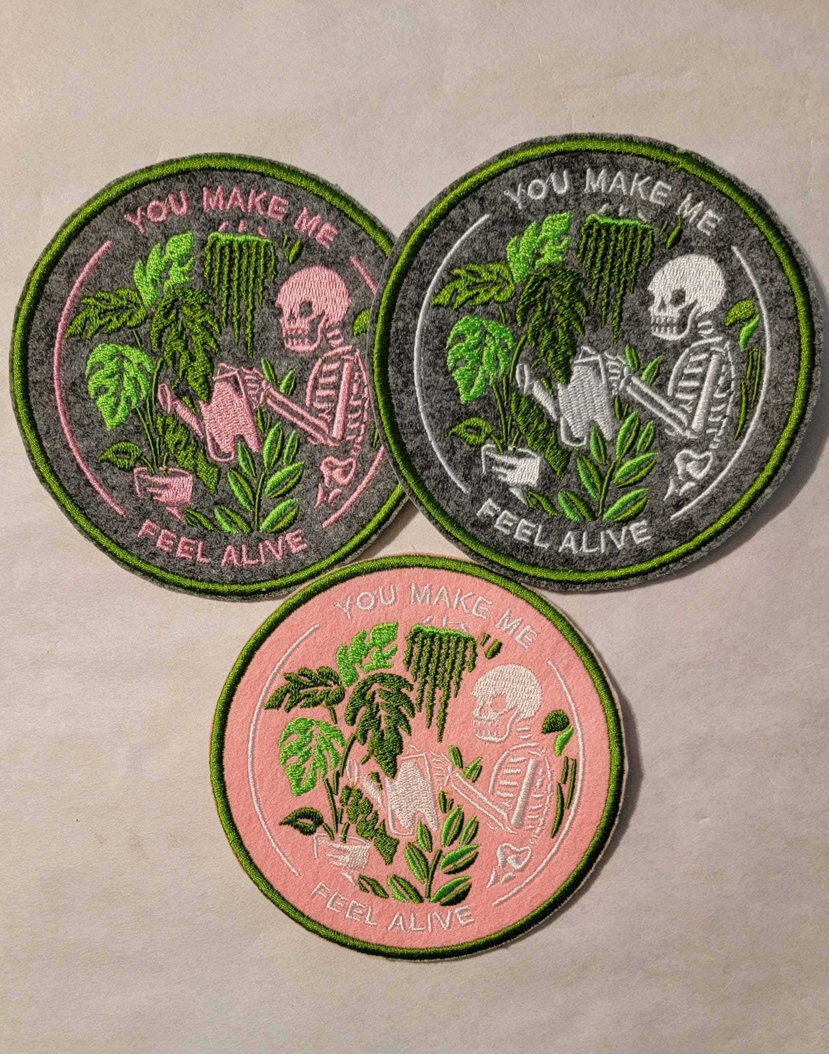 Skeleton and Plants Patch Set of 3
