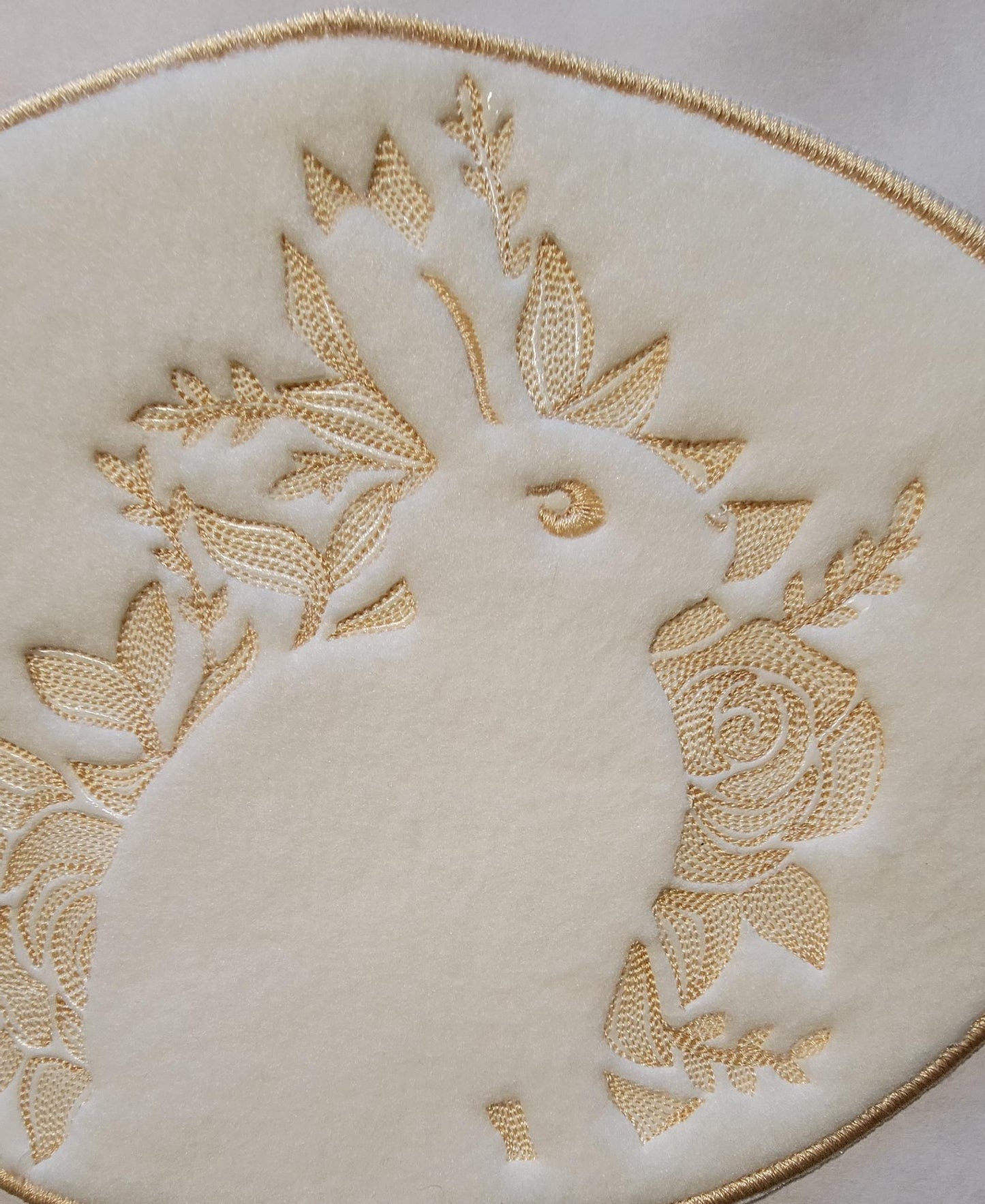 Rabbit embossed in White Fleece, Rabbit Patches,