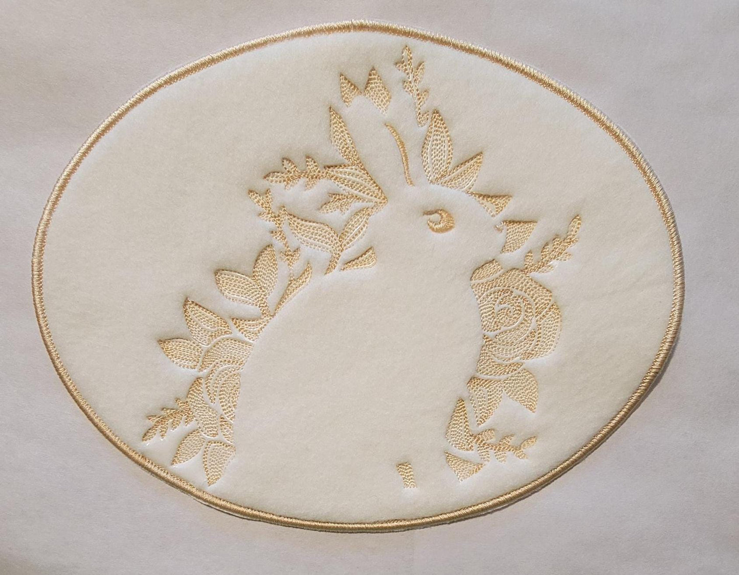 Rabbit embossed in White Fleece, Rabbit Patches,