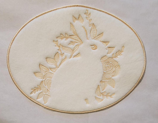 Rabbit embossed in White Fleece, Rabbit Patches,