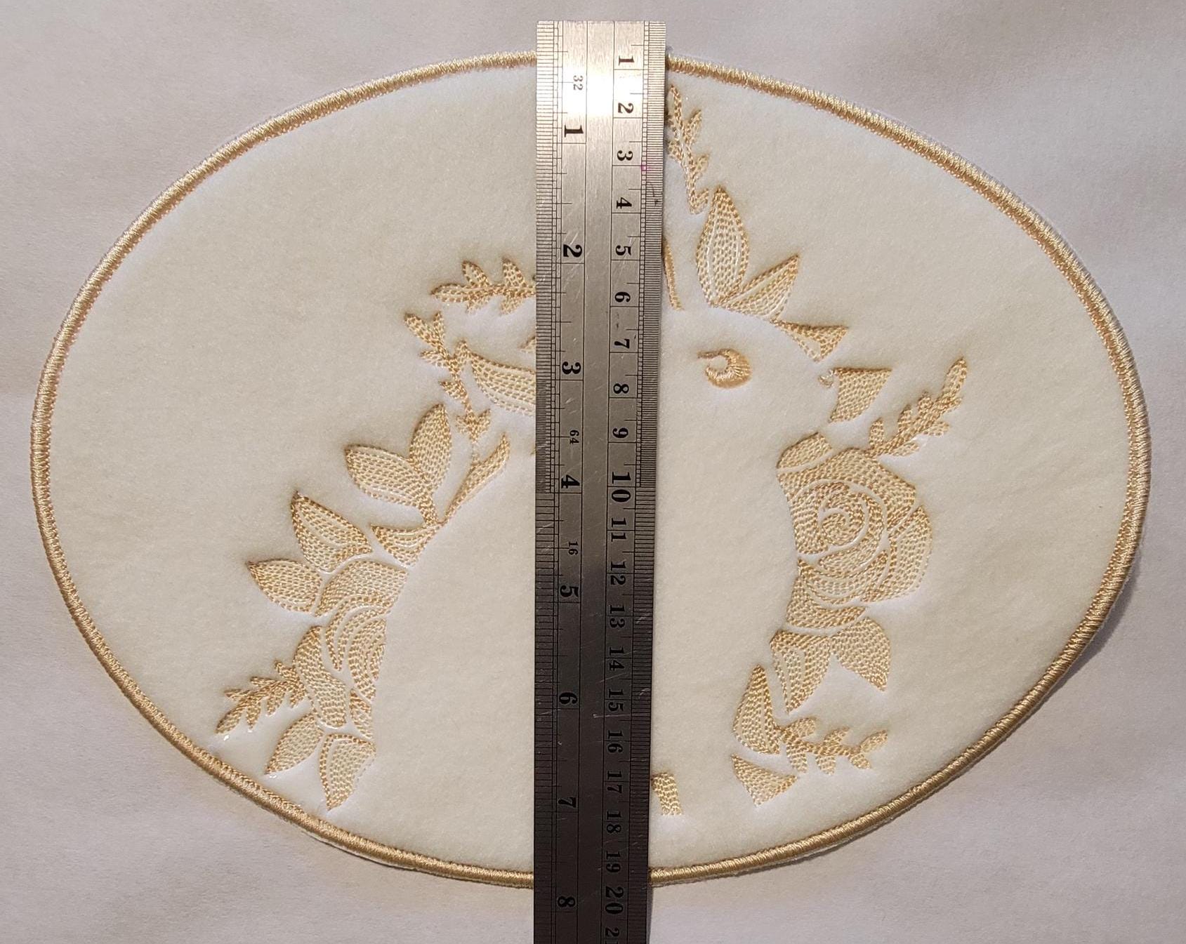 Rabbit embossed in White Fleece, Rabbit Patches,