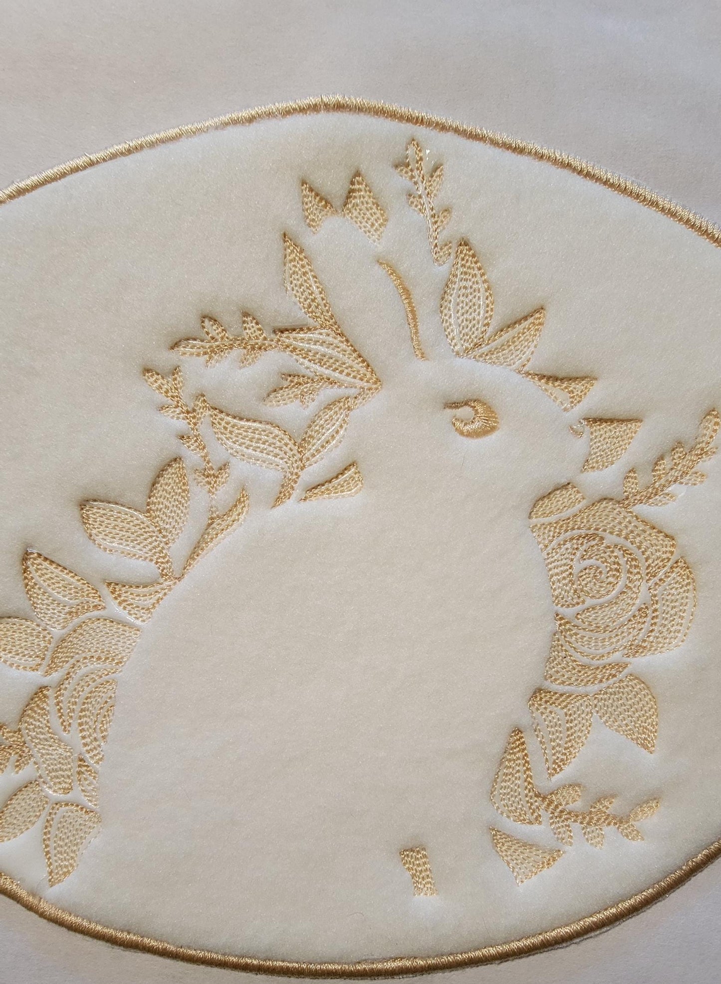 Rabbit embossed in White Fleece, Rabbit Patches,