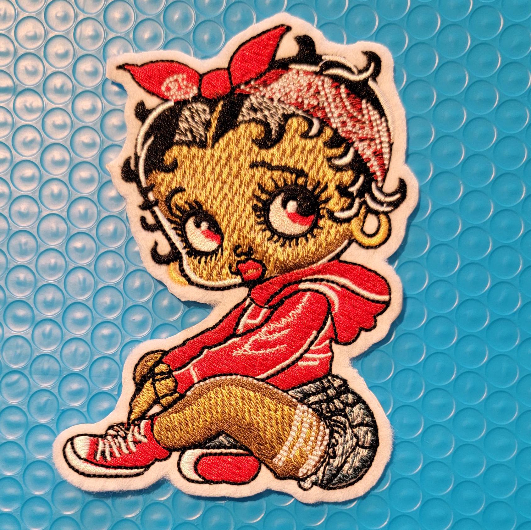 Black Betty Boop, Embroidered Little Miss Boop Felt Patch, Baby Boop Iron on Patch for jackets and backpacks.