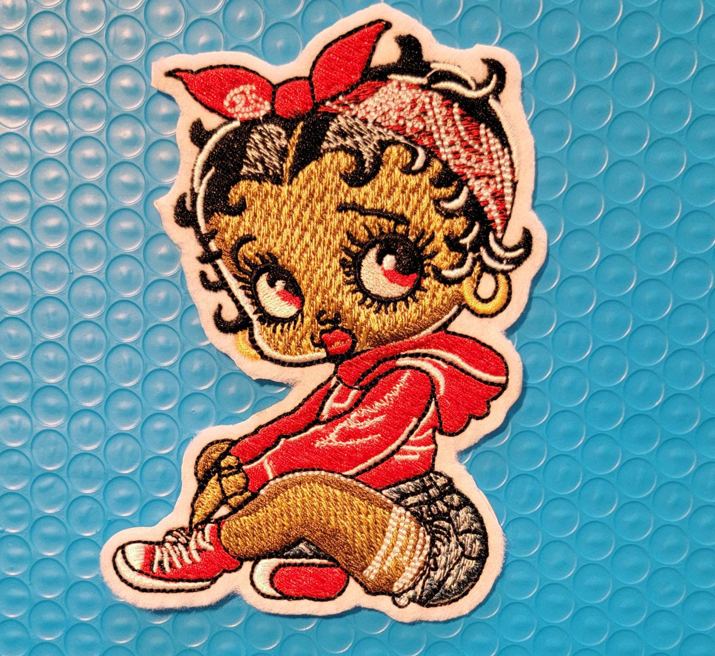 Black Betty Boop, Embroidered Little Miss Boop Felt Patch, Baby Boop Iron on Patch for jackets and backpacks.