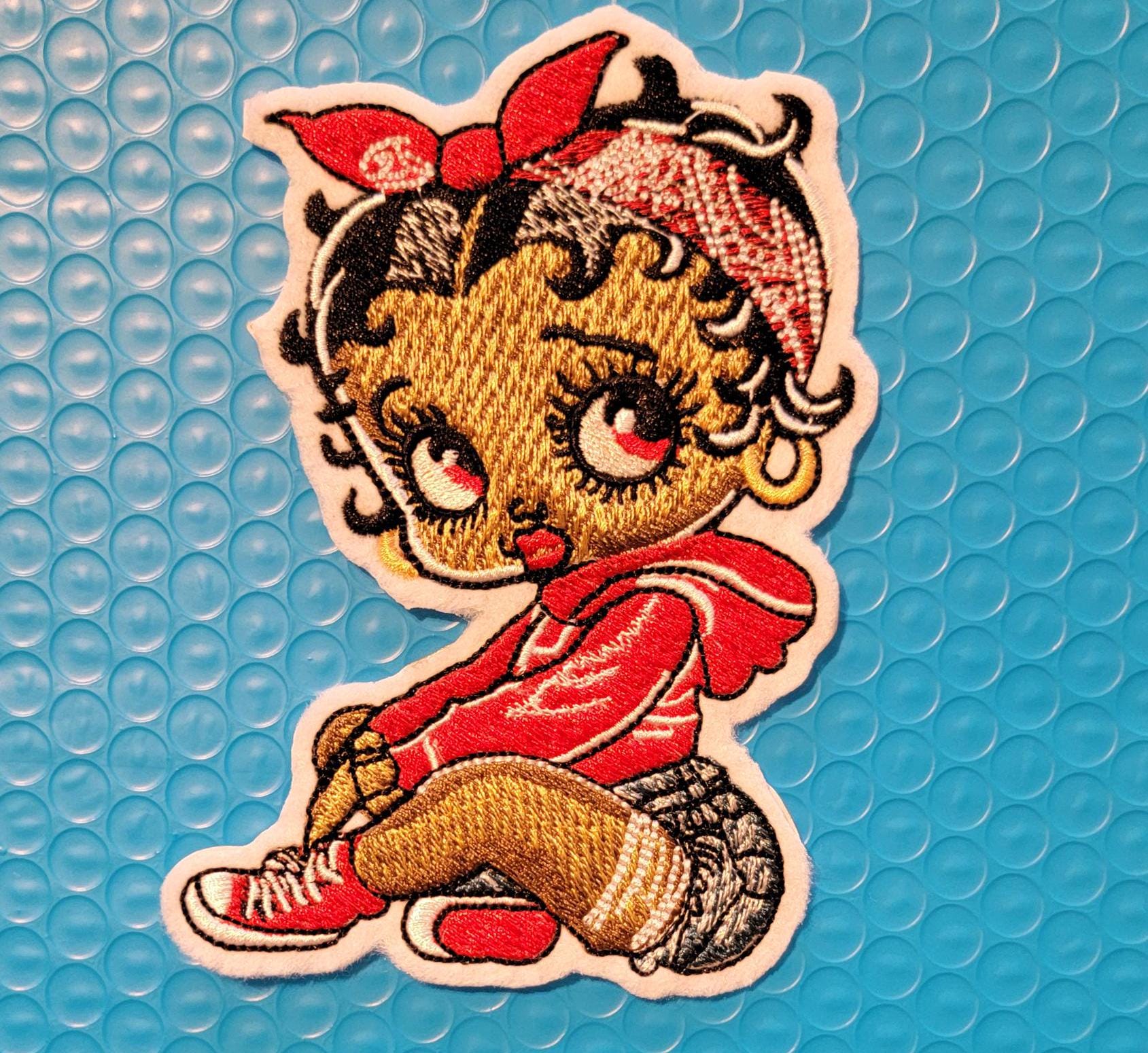 Black Betty Boop, Embroidered Little Miss Boop Felt Patch, Baby Boop Iron on Patch for jackets and backpacks.