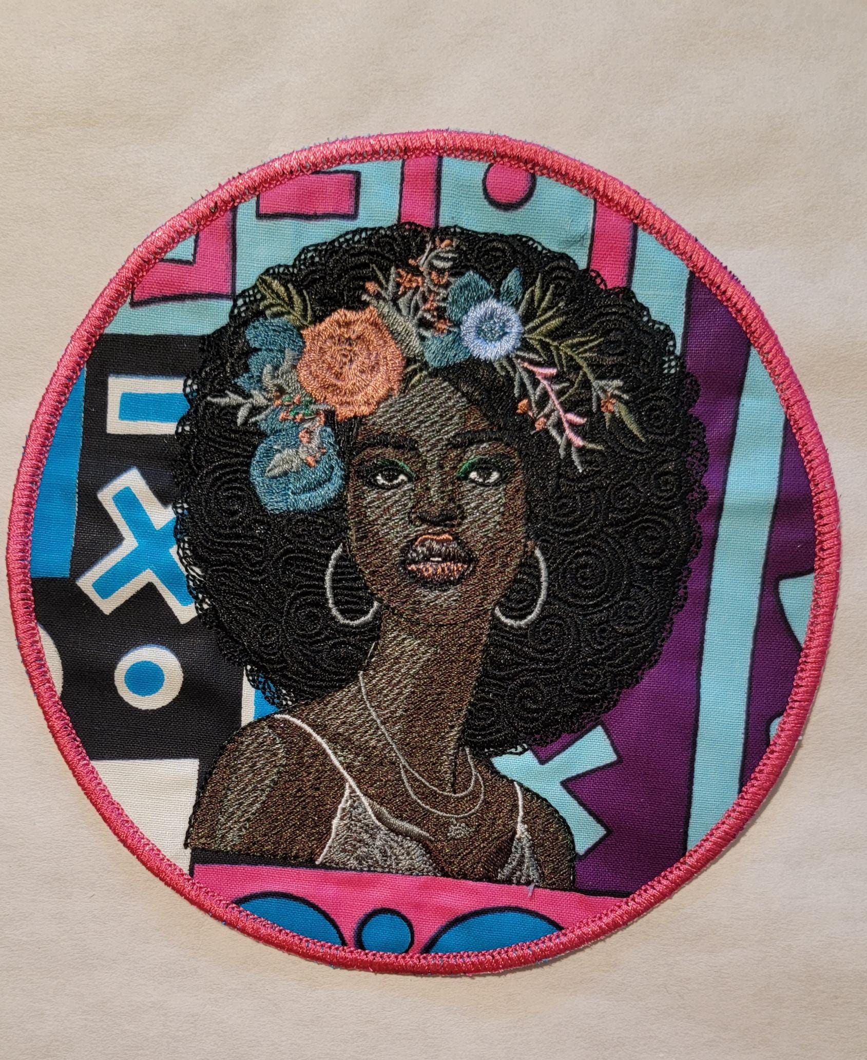 Black Girl Magic stitched out on a Patch. For the Culture Patch, African American Women. Black Afro Patches, Ebony, Melanin, Bold, and Joy.