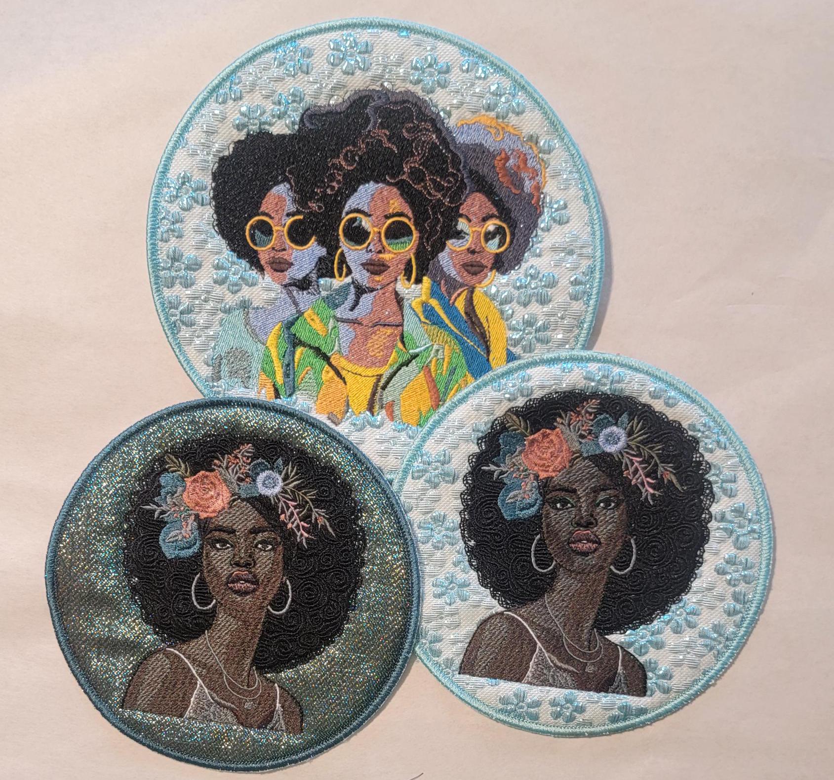 African American Black Sisters Patch, Black Women Abstract, Black Girl Magic, Afrocentric Patch, Brown Skin Girl Patches, Afro Woman