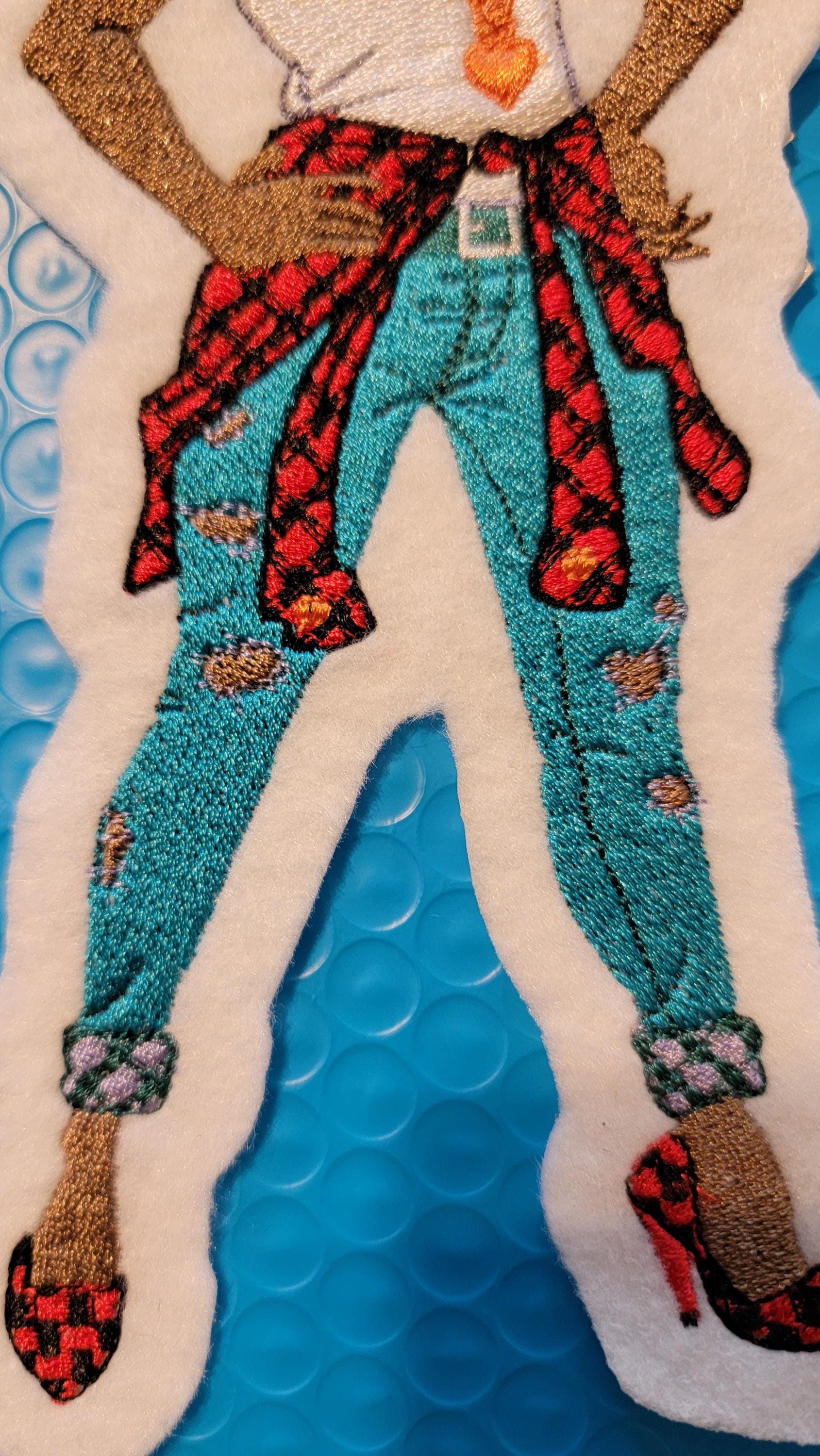 Betty Standing Sassy in her Jeans and Heels Iron-on Patch, Ripped Jeans & Red Heels Betty Boop Felt Iron-on Patch