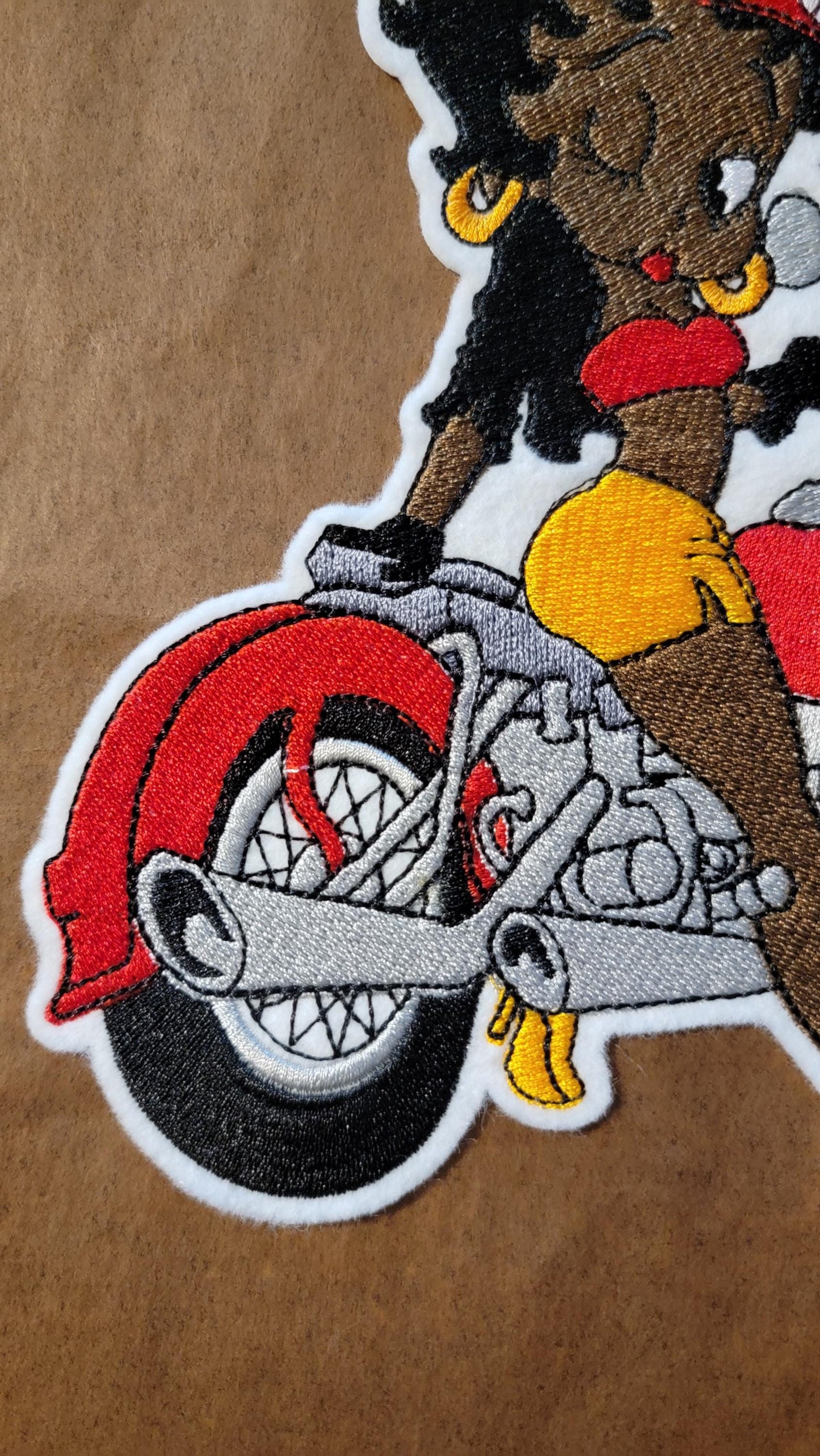 Betty Boop Iron-on Patches, Biker, Black Betty Boop on Motorcyle, Black History and Retro Cartoons, Vintage Classic Black Cartoon Characters