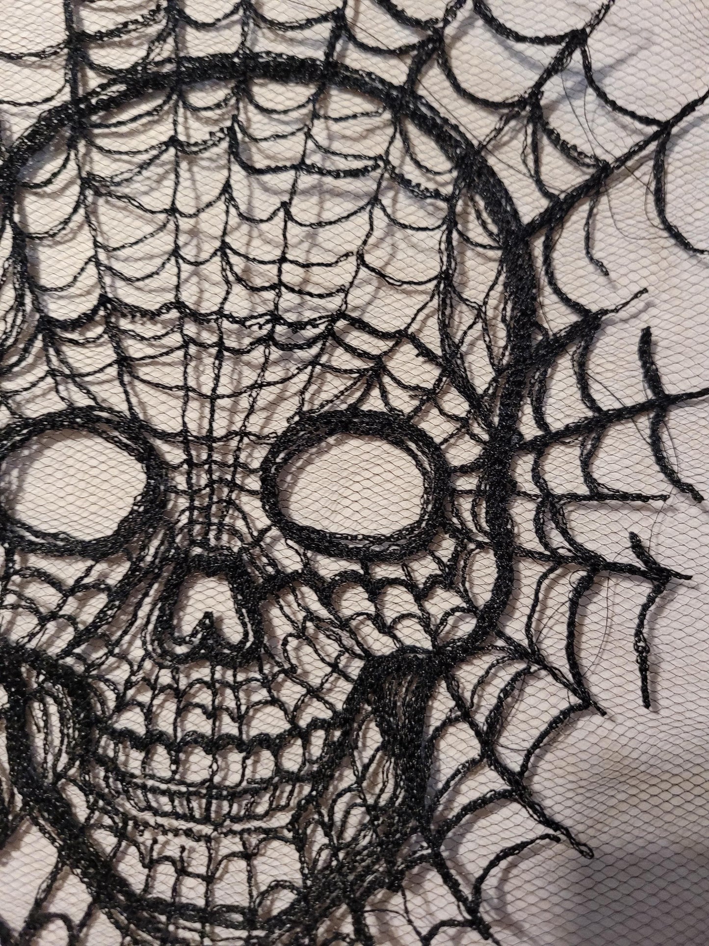 Skull Web, Embroidery Thread Web, Spider Webs, Haunted Home Decor, Halloween Lace, Doily, Goth, Eerie Decorations, Appliques