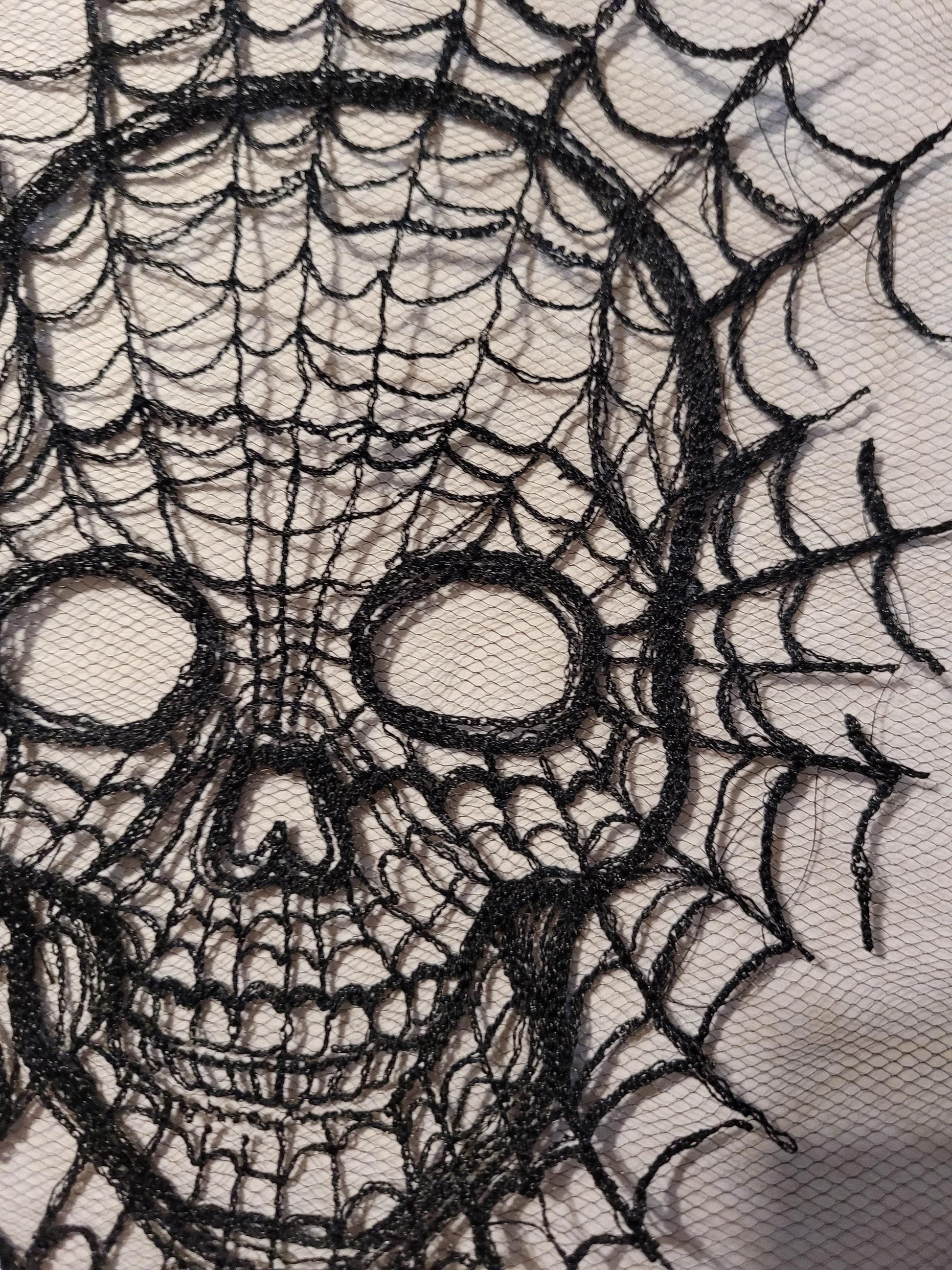 Skull Web, Embroidery Thread Web, Spider Webs, Haunted Home Decor, Halloween Lace, Doily, Goth, Eerie Decorations, Appliques