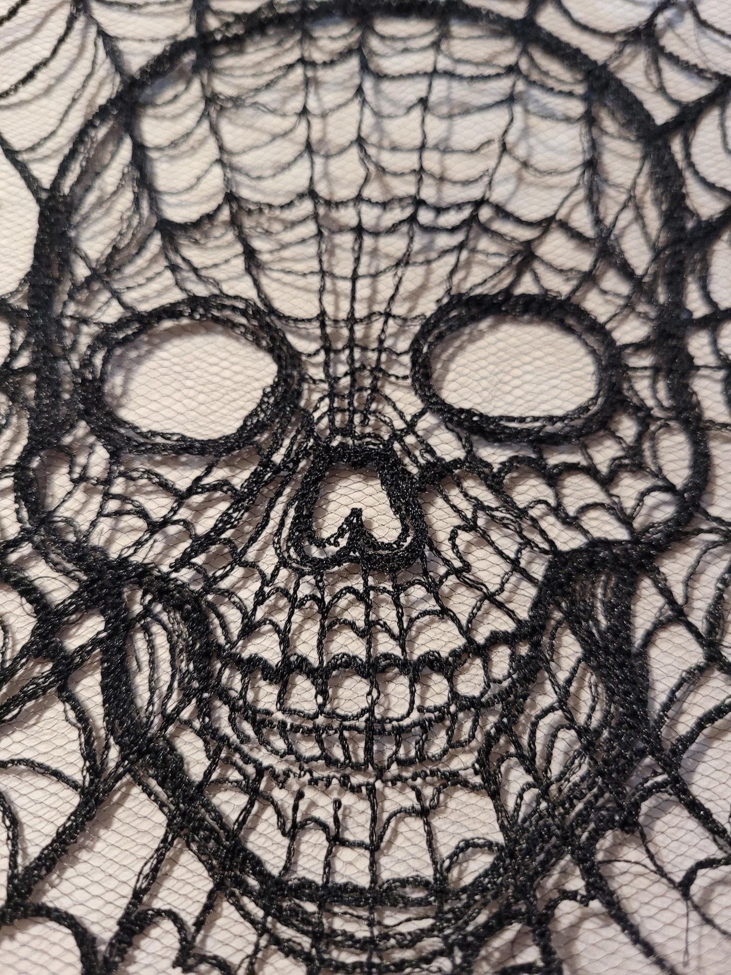 Skull Web, Embroidery Thread Web, Spider Webs, Haunted Home Decor, Halloween Lace, Doily, Goth, Eerie Decorations, Appliques
