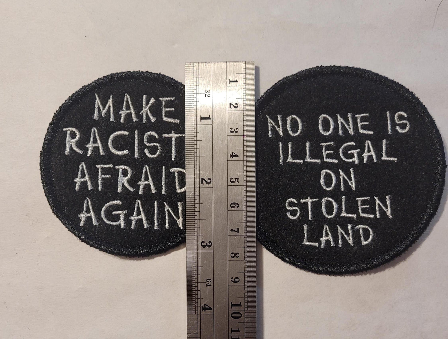 No one is Illegal on Stolen Land, Make Racist Afraid Again, Political Views, Allyship, Indigenous Rights Patches, Anti-Racism Patches