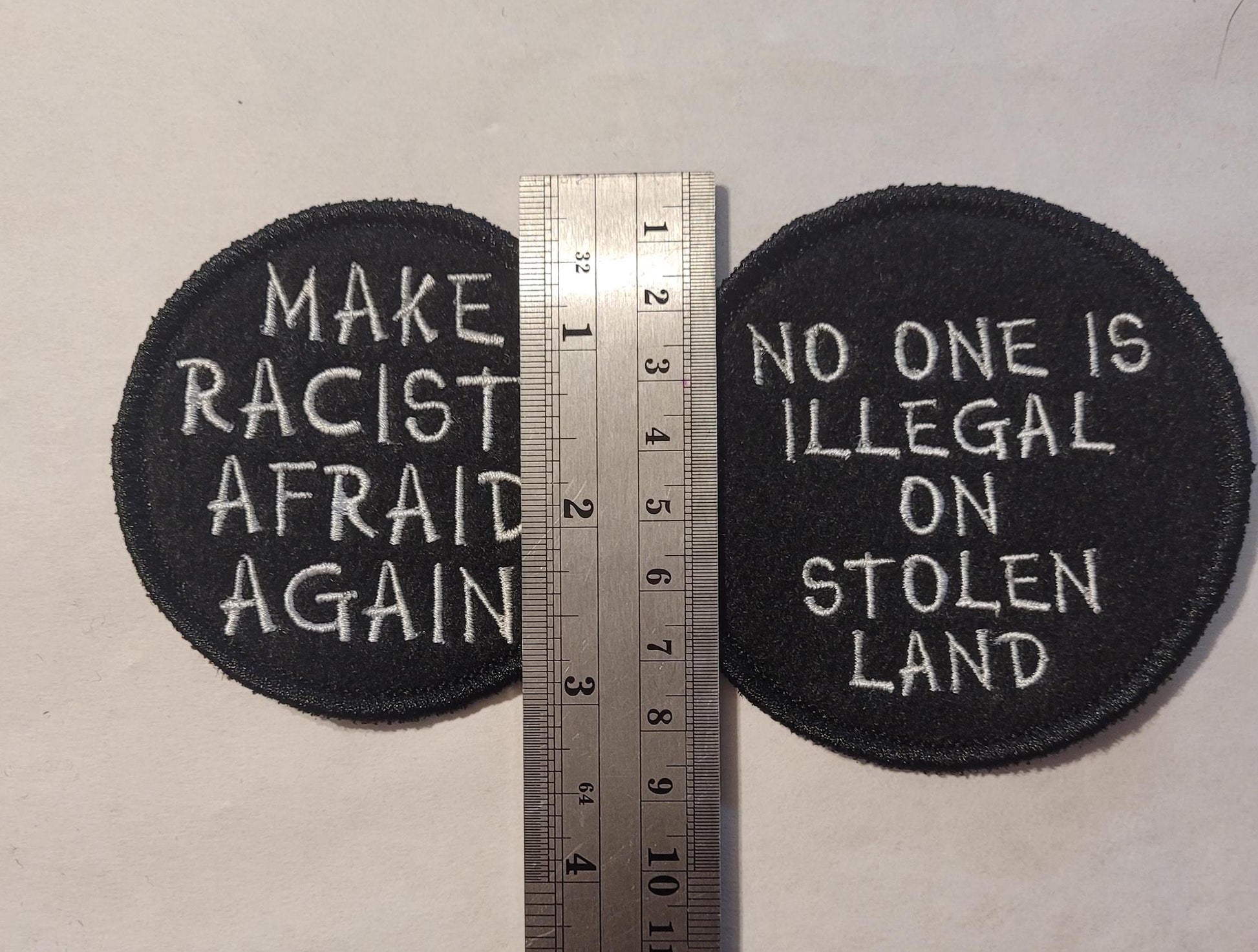 No one is Illegal on Stolen Land, Make Racist Afraid Again, Political Views, Allyship, Indigenous Rights Patches, Anti-Racism Patches