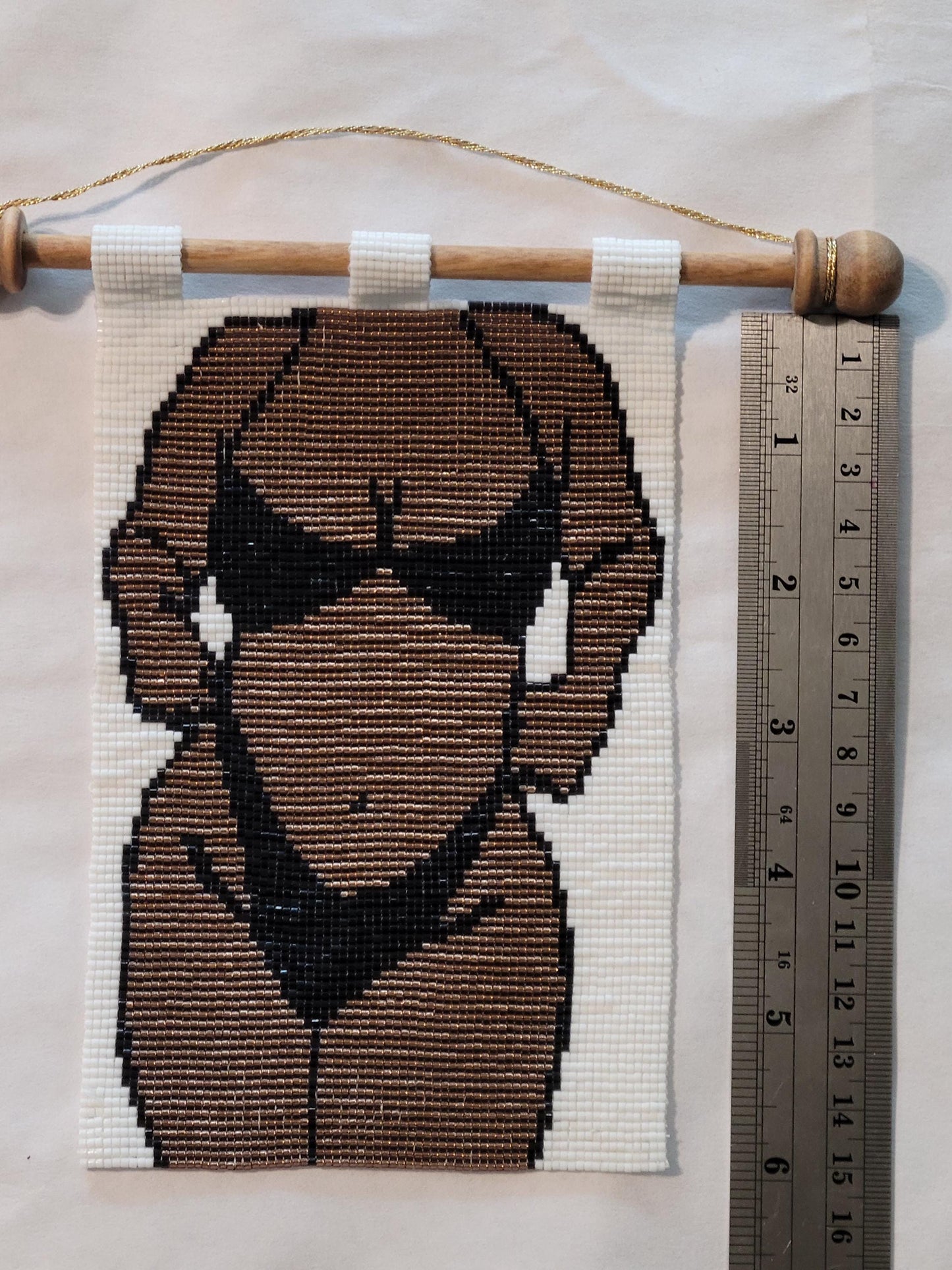 Body Positivity Handmade beaded tapestry, Includes walnut tapestry rod, Unique, textured art, Approx. 6x4 inches, Bead Work, Wall Art,