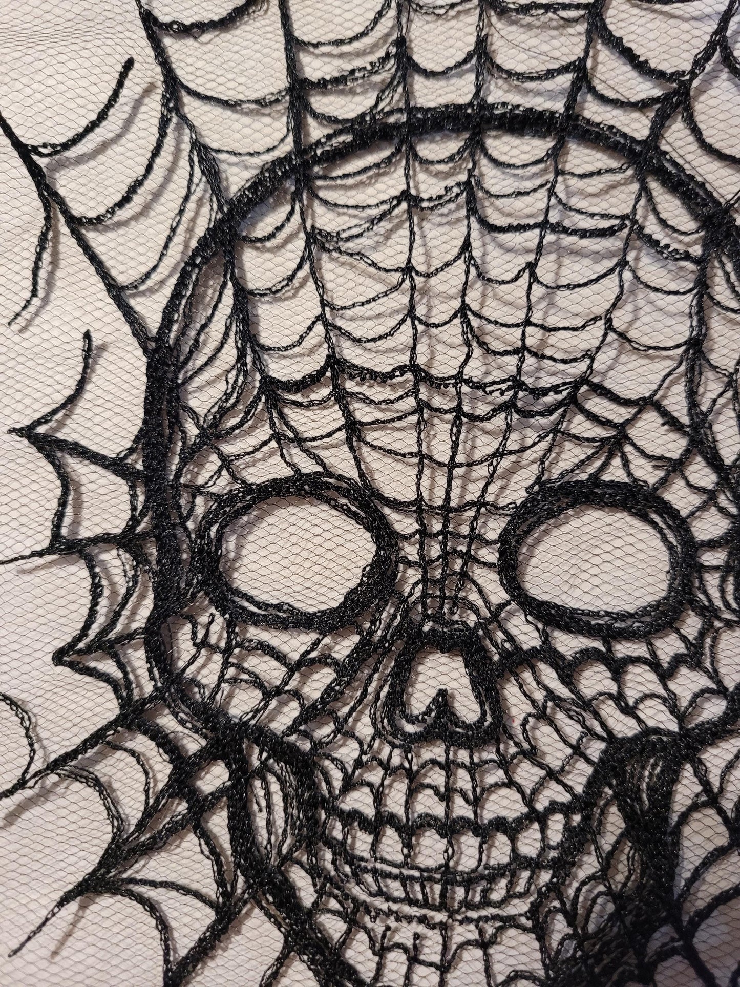Skull Web, Embroidery Thread Web, Spider Webs, Haunted Home Decor, Halloween Lace, Doily, Goth, Eerie Decorations, Appliques