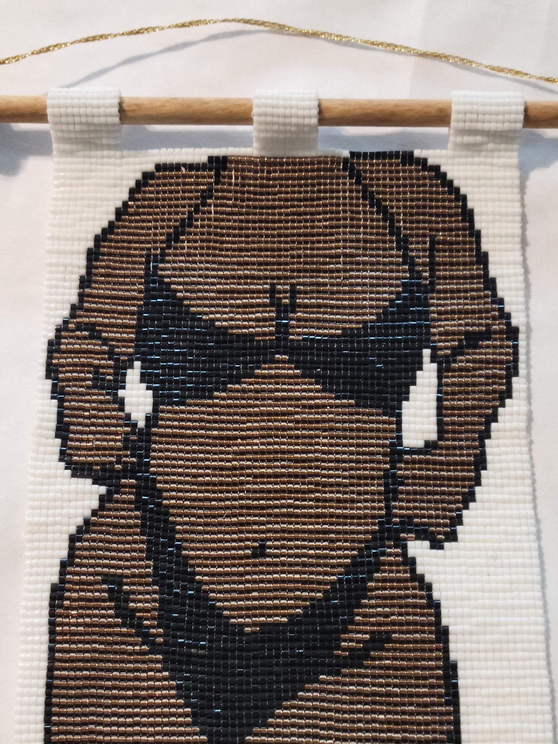 Body Positivity Handmade beaded tapestry, Includes walnut tapestry rod, Unique, textured art, Approx. 6x4 inches, Bead Work, Wall Art,