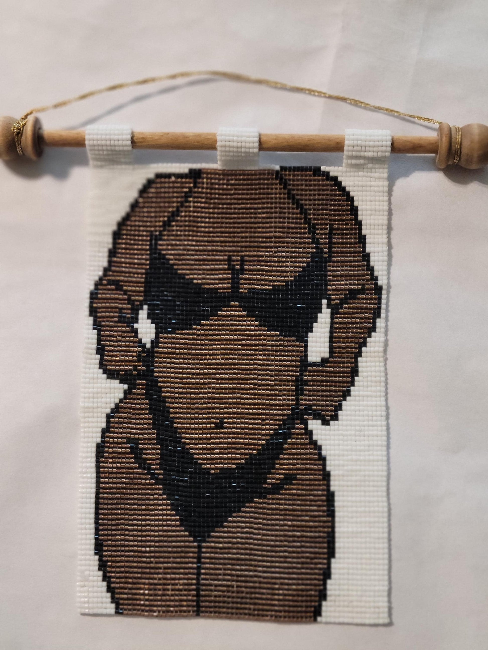 Body Positivity Handmade beaded tapestry, Includes walnut tapestry rod, Unique, textured art, Approx. 6x4 inches, Bead Work, Wall Art,