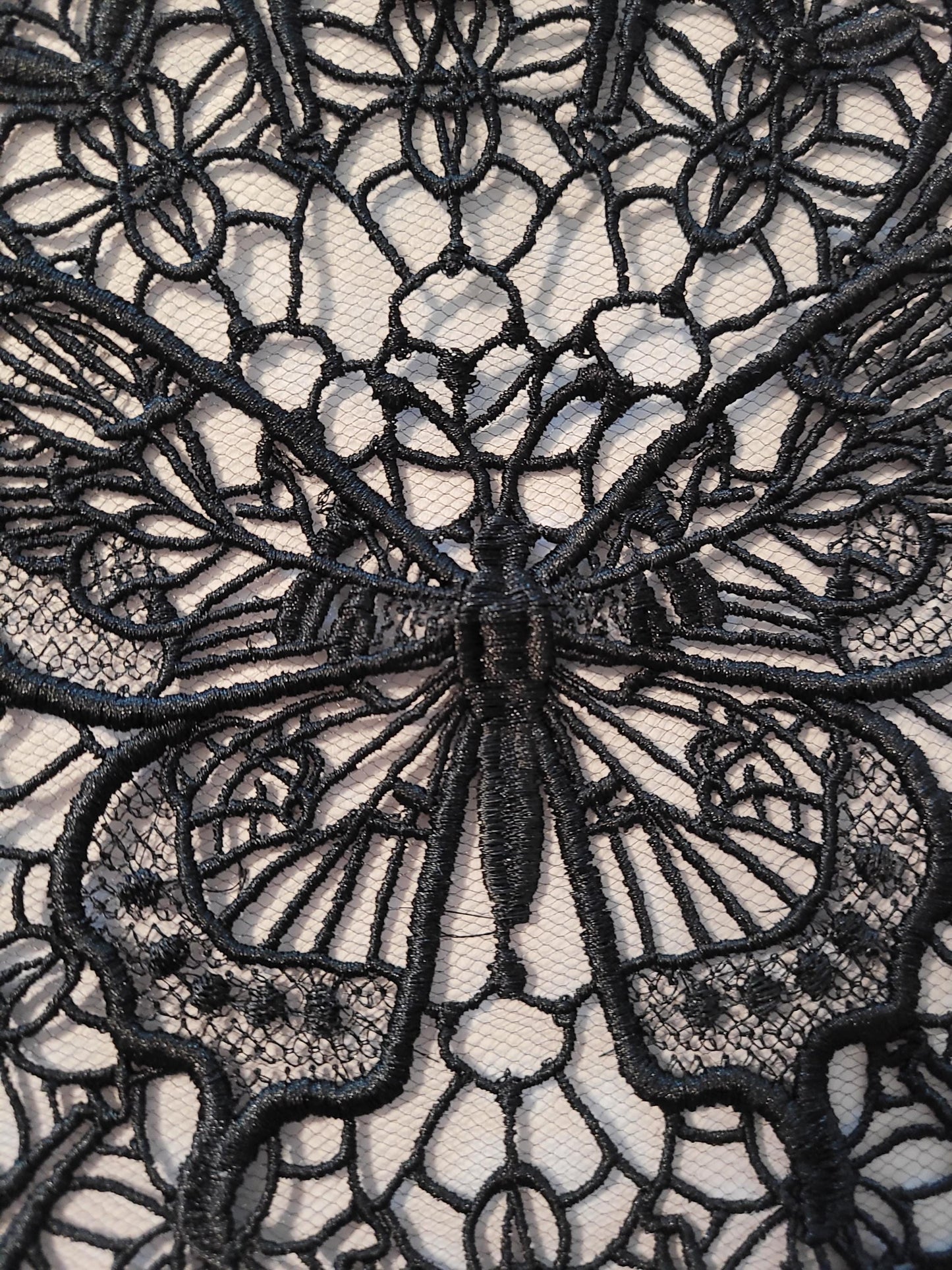Black Butterfly Lace Doily, Embroidered Butterfly Lace, Elegant, Intricate, Delicate Darkness Doily, Butterfly Design Doily, Midnight Wings