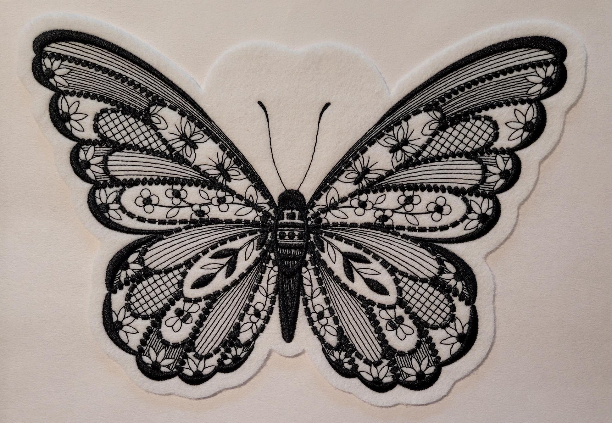 Black Butterfly, Midnight Bloom: Black Satin Butterfly Embroidery, Noir Butterfly, Midnight Garden Black Satin, Black Floral, Floral Patch