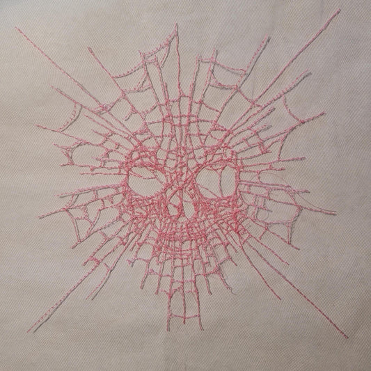 Skull Web, New! Larger! Embroidery Thread Web, Spider Webs, Haunted Home Decor, Halloween Lace, Doily, Goth, Eerie Decorations, Appliques