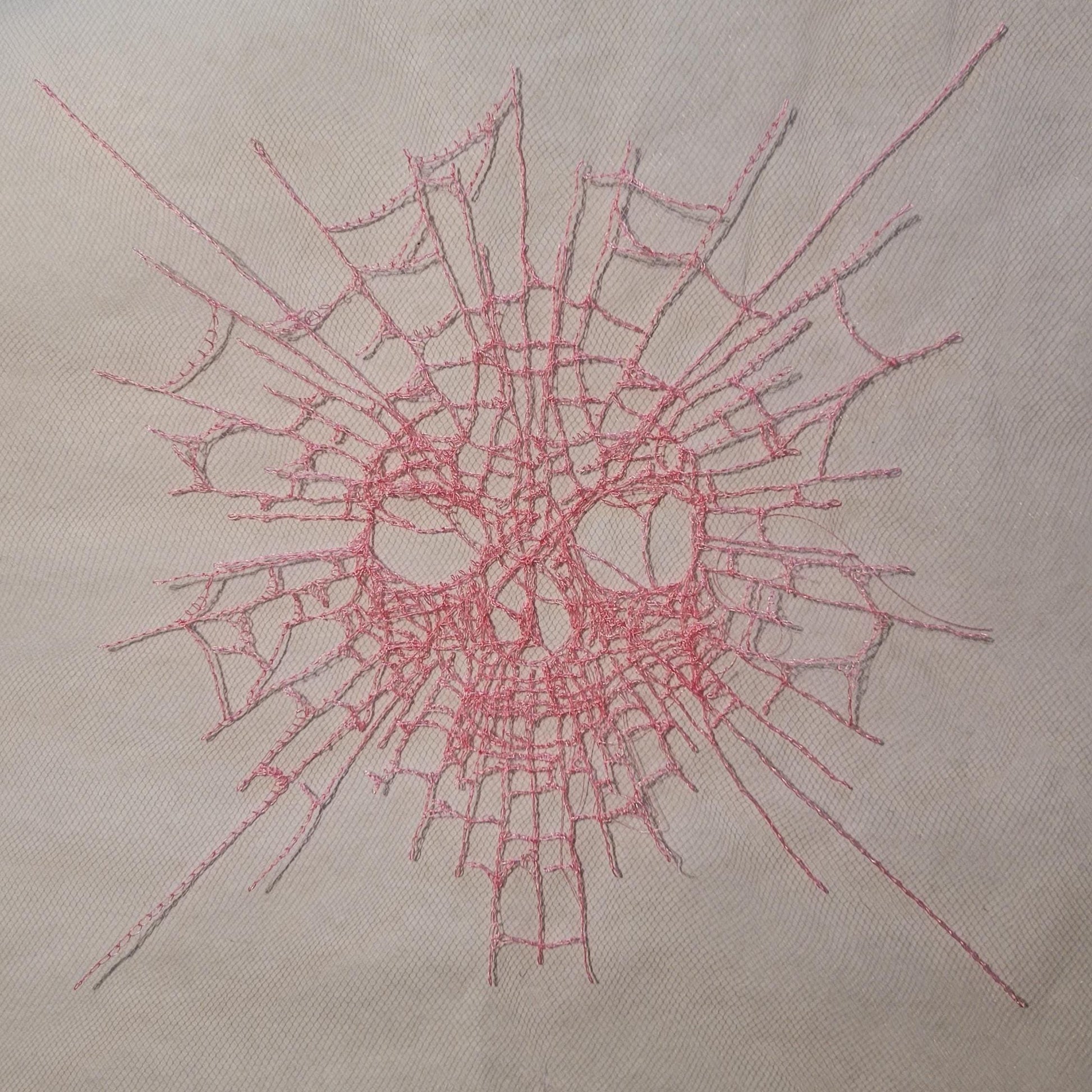 Skull Web, New! Larger! Embroidery Thread Web, Spider Webs, Haunted Home Decor, Halloween Lace, Doily, Goth, Eerie Decorations, Appliques