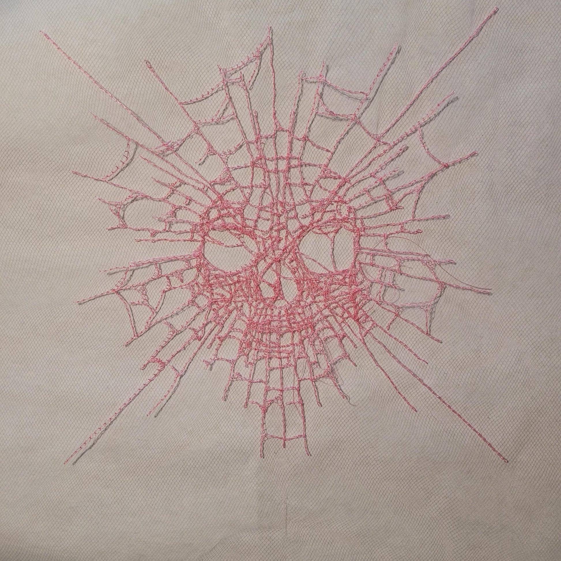 Skull Web, New! Larger! Embroidery Thread Web, Spider Webs, Haunted Home Decor, Halloween Lace, Doily, Goth, Eerie Decorations, Appliques