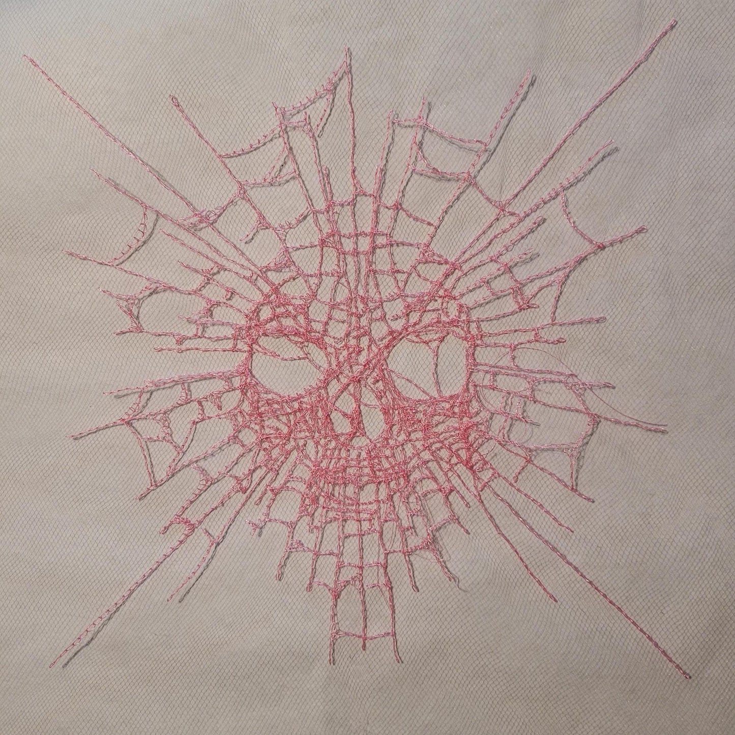 Skull Web, New! Larger! Embroidery Thread Web, Spider Webs, Haunted Home Decor, Halloween Lace, Doily, Goth, Eerie Decorations, Appliques