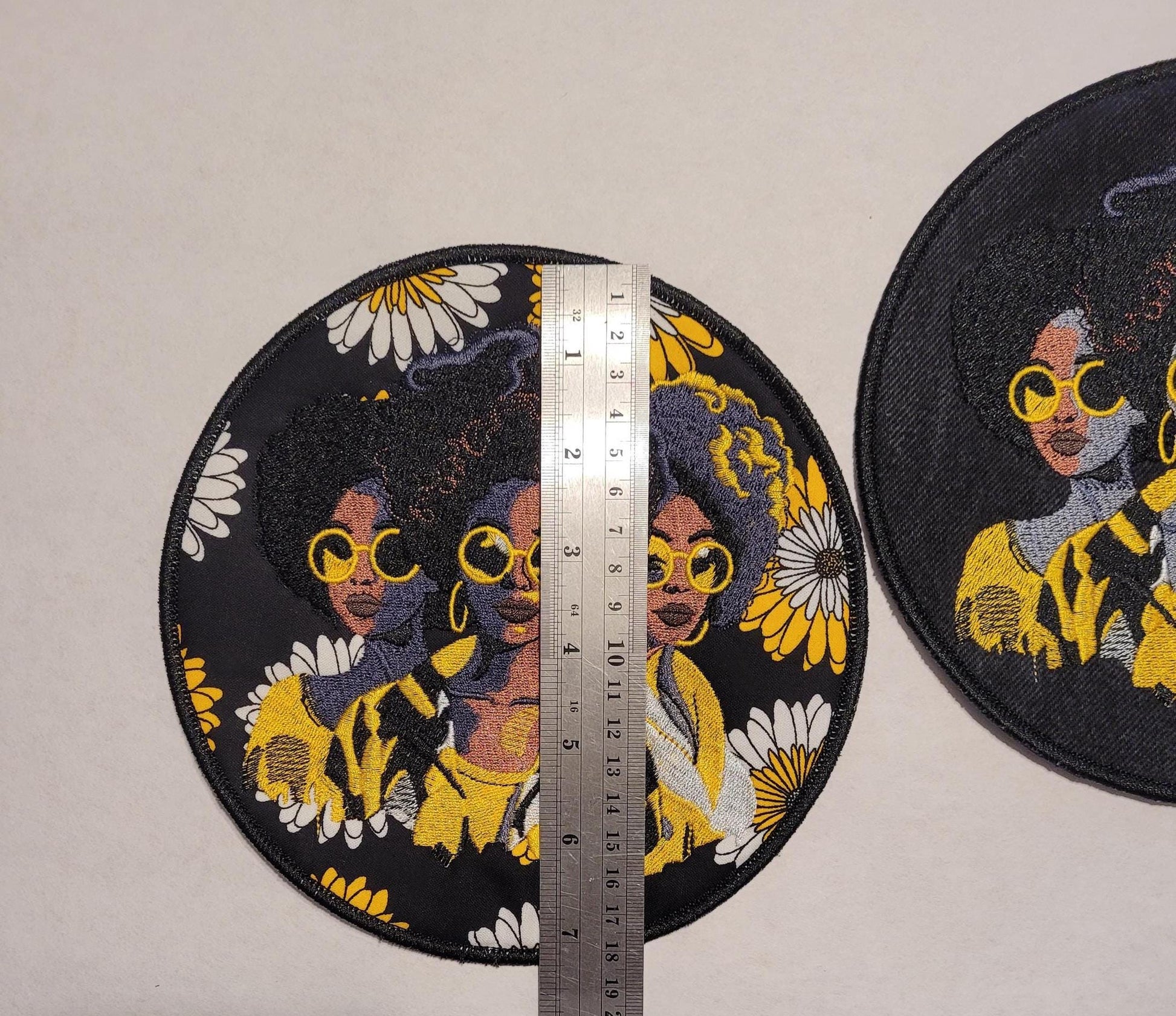 African American Black Sisters Patch, 7" Iron-on Patch, Black Women Abstract, Black Girl Magic, Afrocentric, Brown Skin Girl, Afro Woman