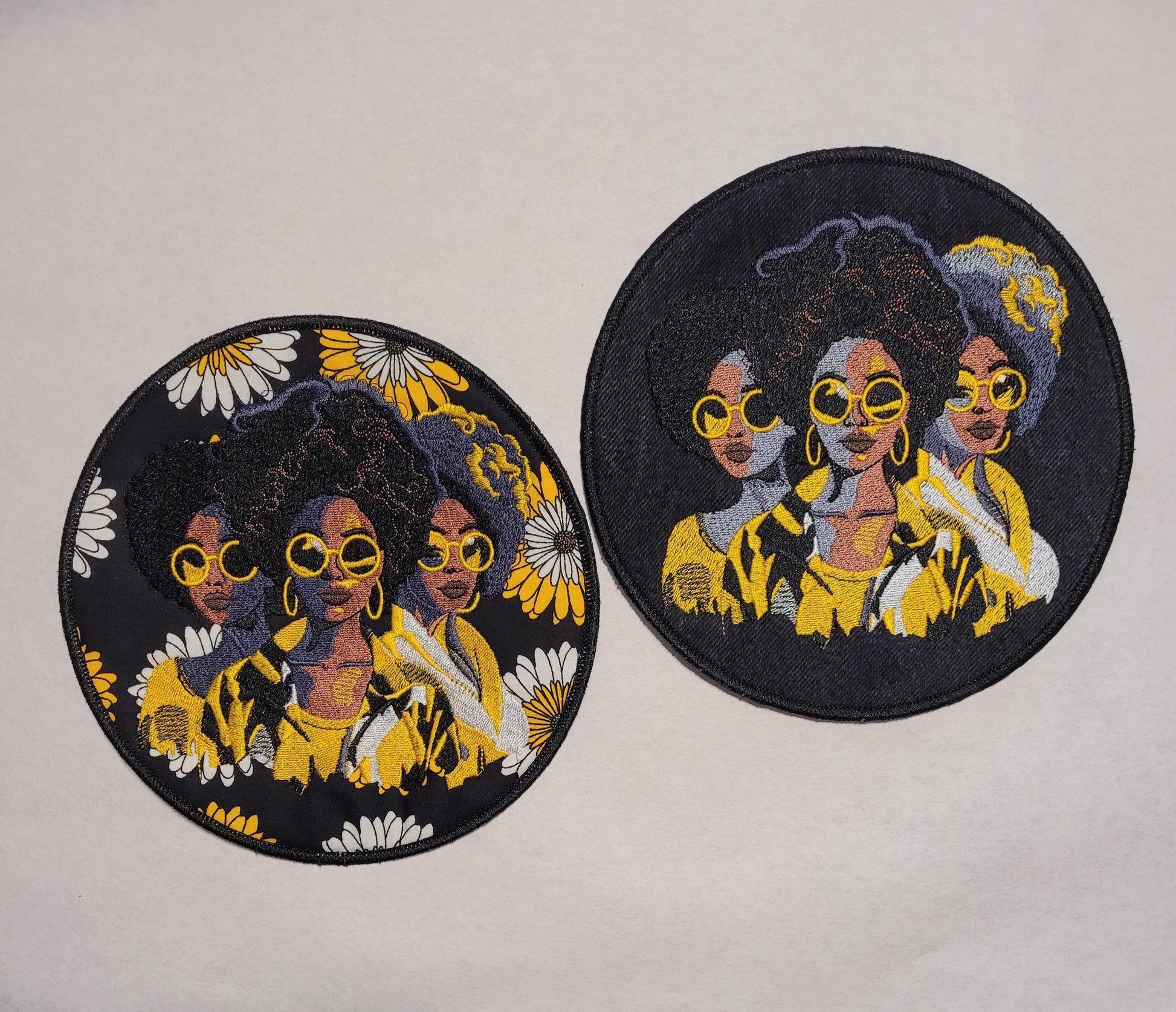 African American Black Sisters Patch, 7" Iron-on Patch, Black Women Abstract, Black Girl Magic, Afrocentric, Brown Skin Girl, Afro Woman