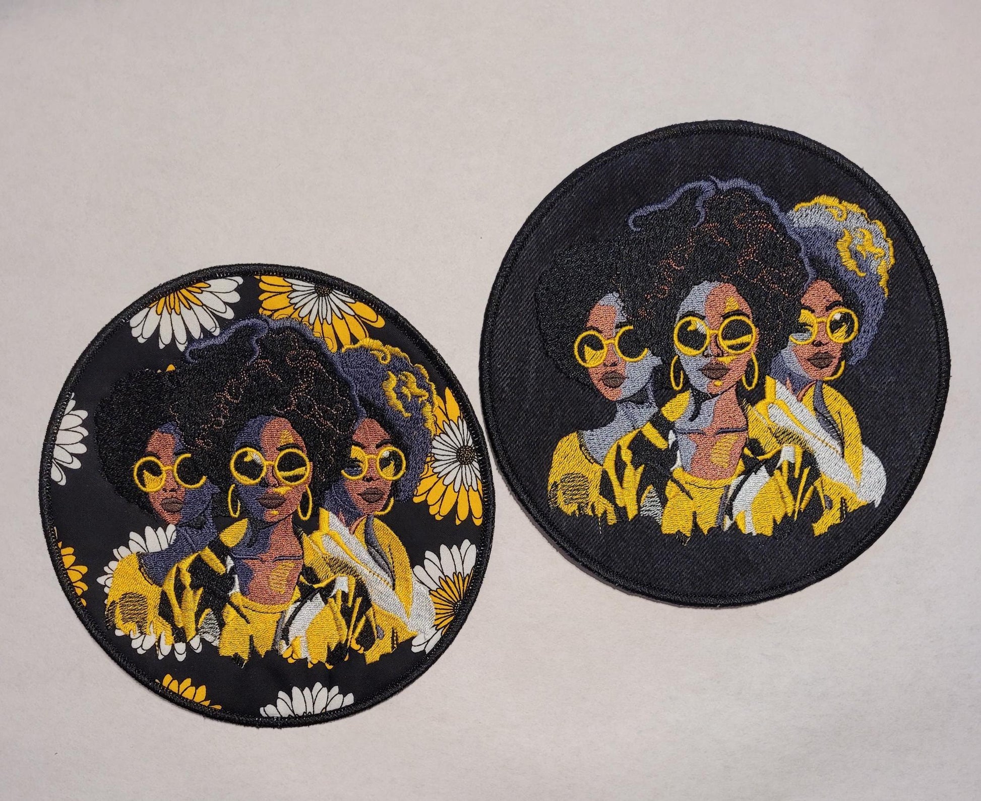 African American Black Sisters Patch, 7" Iron-on Patch, Black Women Abstract, Black Girl Magic, Afrocentric, Brown Skin Girl, Afro Woman