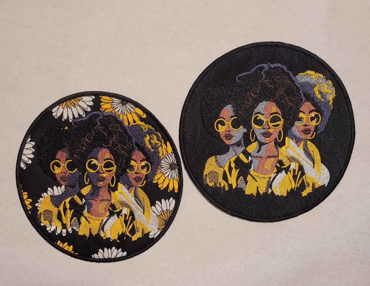 African American Black Sisters Patch, 7" Iron-on Patch, Black Women Abstract, Black Girl Magic, Afrocentric, Brown Skin Girl, Afro Woman