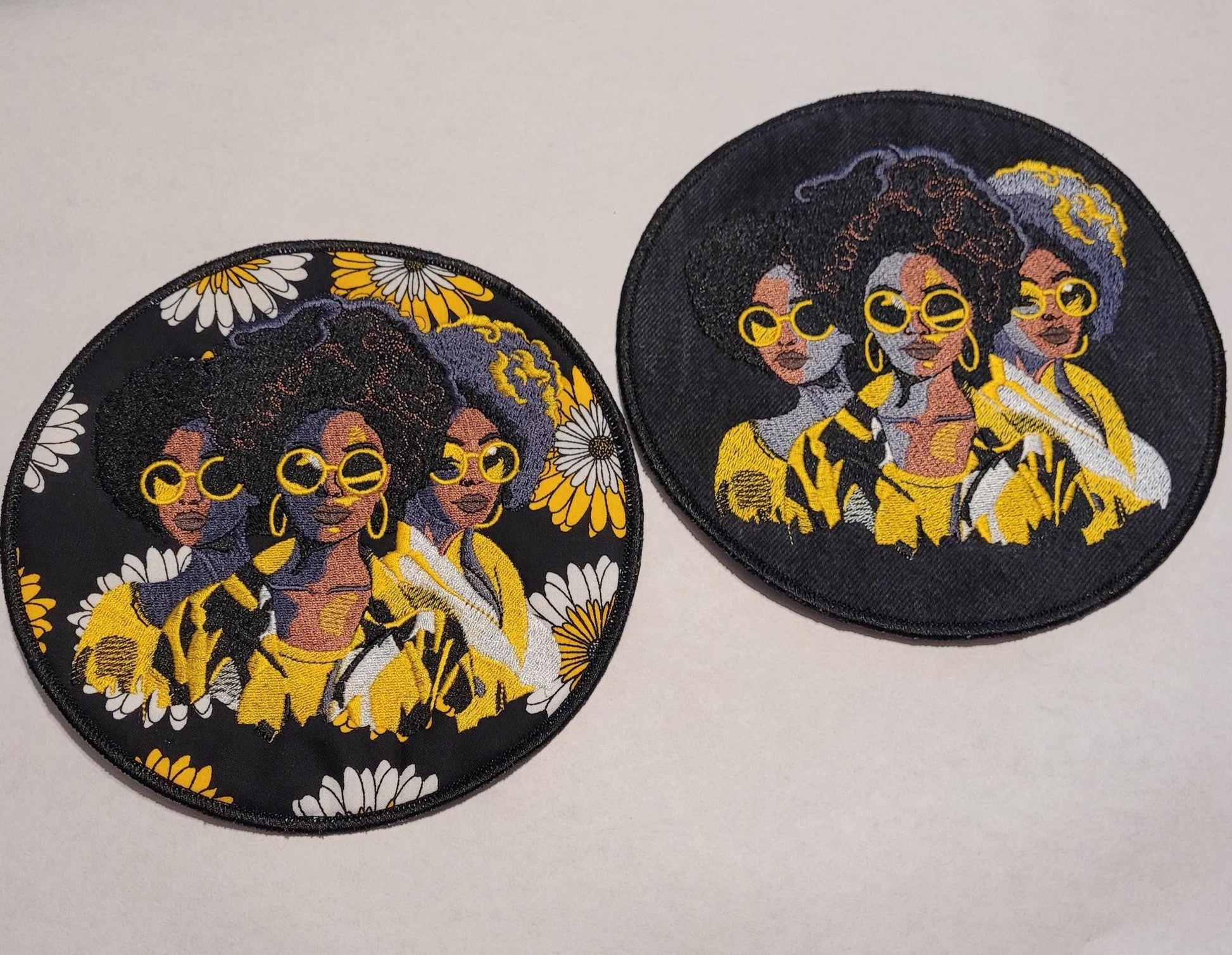 African American Black Sisters Patch, 7" Iron-on Patch, Black Women Abstract, Black Girl Magic, Afrocentric, Brown Skin Girl, Afro Woman