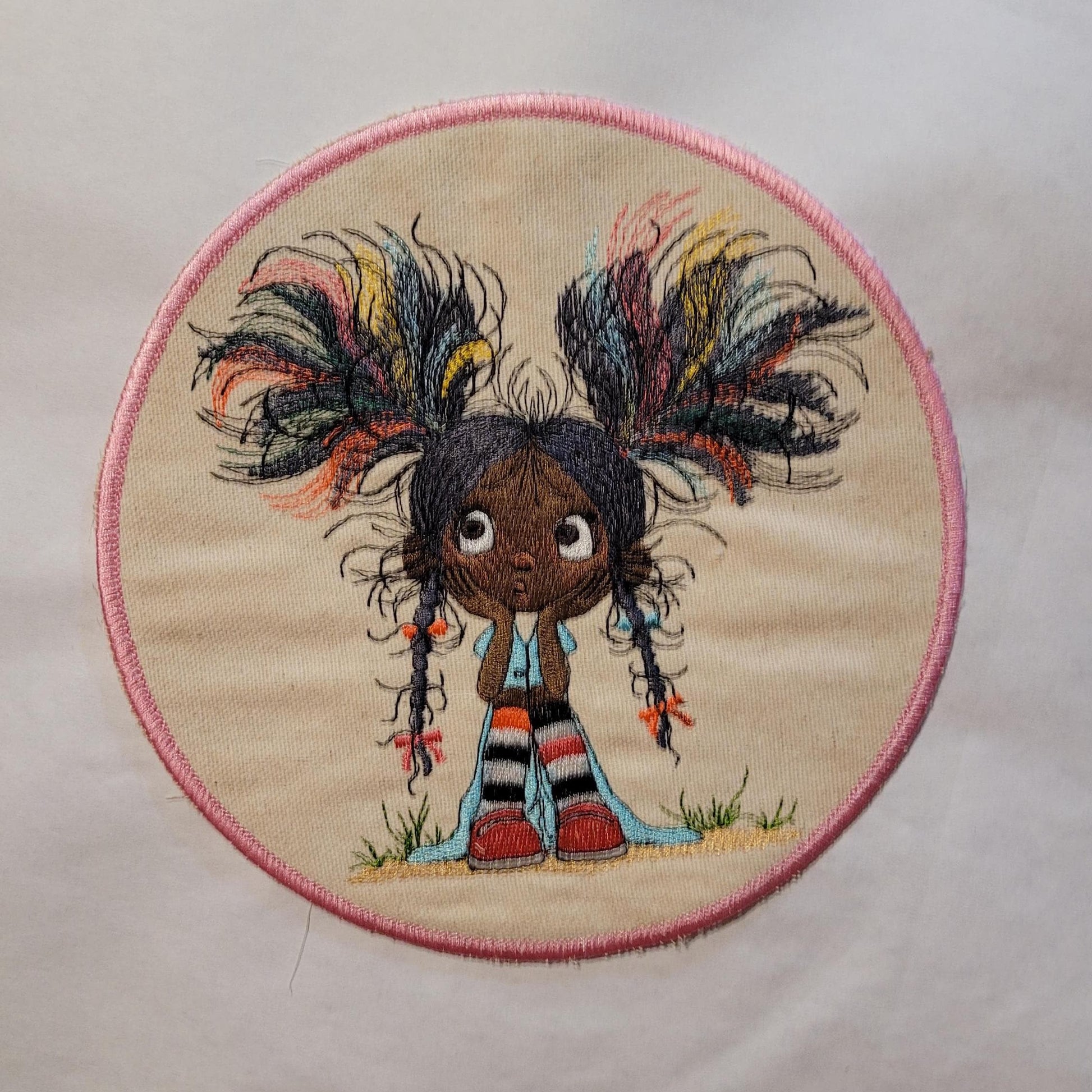 Whimsical Black Girl Iron-On Patch – Wild Hair & Wonder Expression