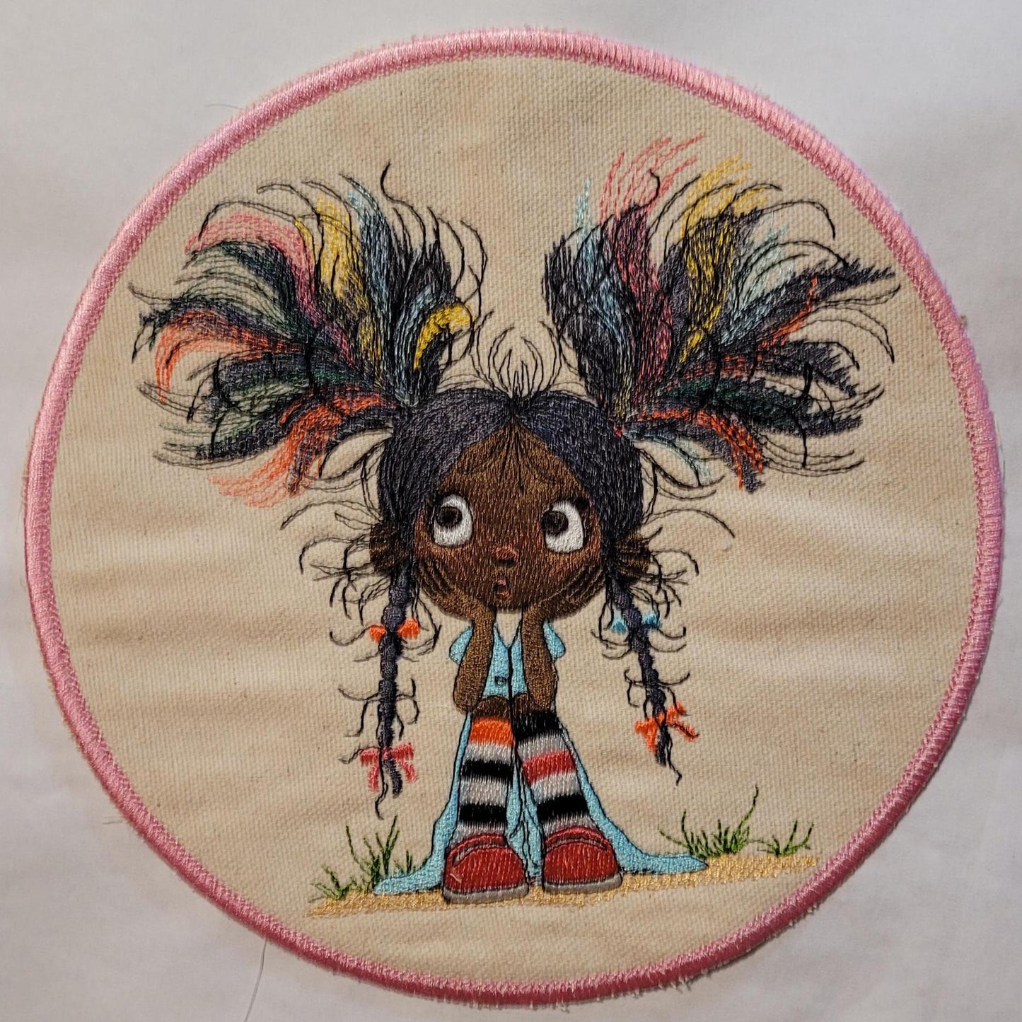 Whimsical Black Girl Iron-On Patch – Wild Hair & Wonder Expression