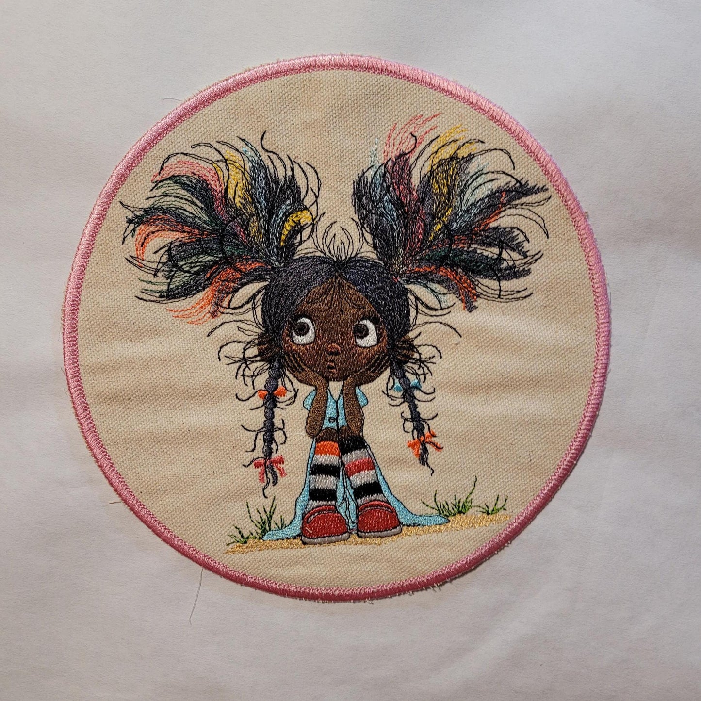 Whimsical Black Girl Iron-On Patch – Wild Hair & Wonder Expression