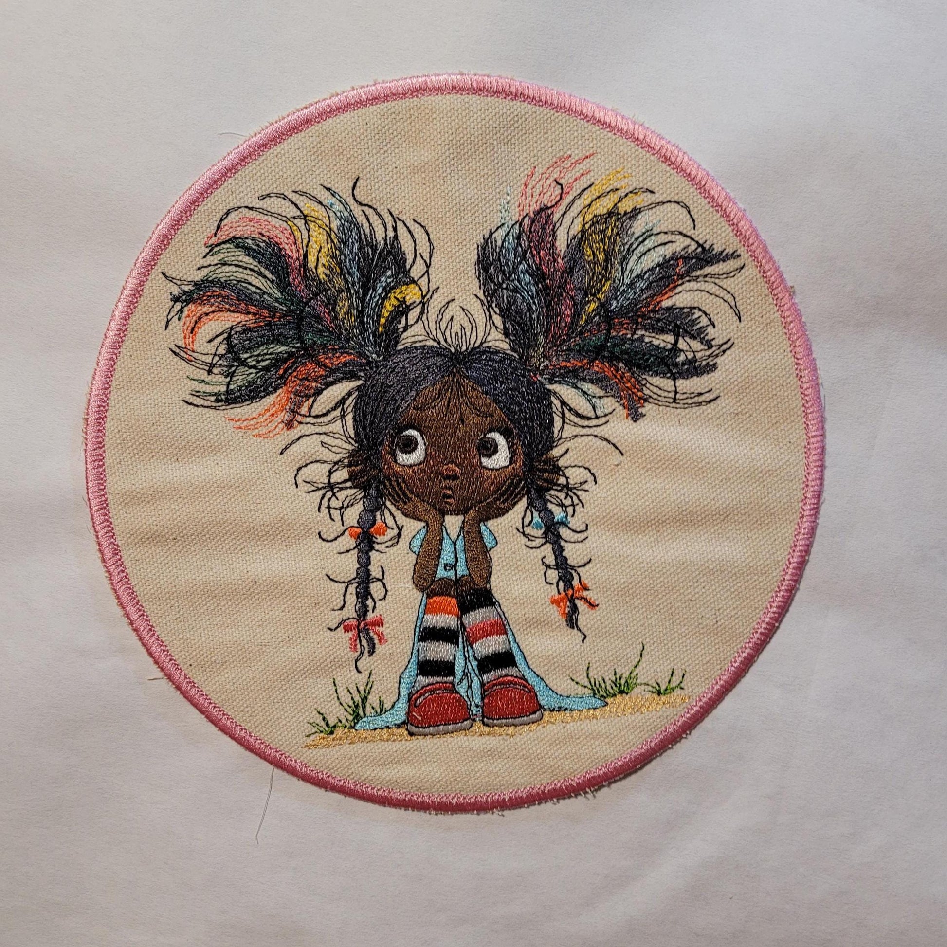 Whimsical Black Girl Iron-On Patch – Wild Hair & Wonder Expression