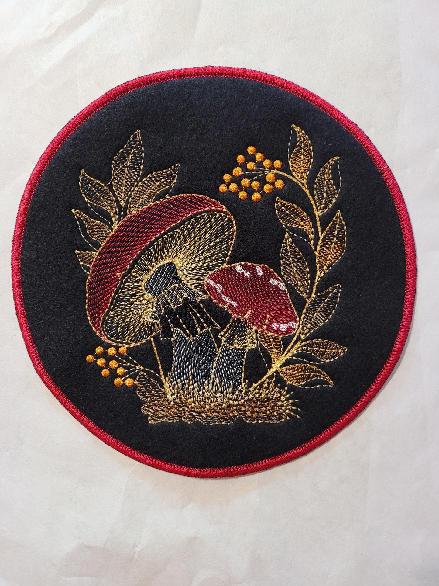 Mushroom Patch, Mushroom Embroidered Patch with Iron-on Placement Adhesive, Sew-on Applique,