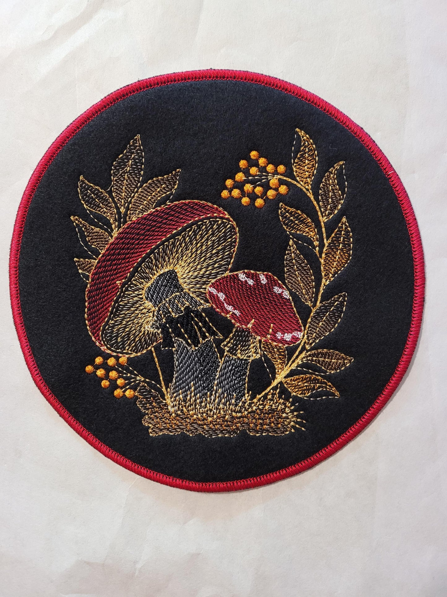 Mushroom Patch, Mushroom Embroidered Patch with Iron-on Placement Adhesive, Sew-on Applique,