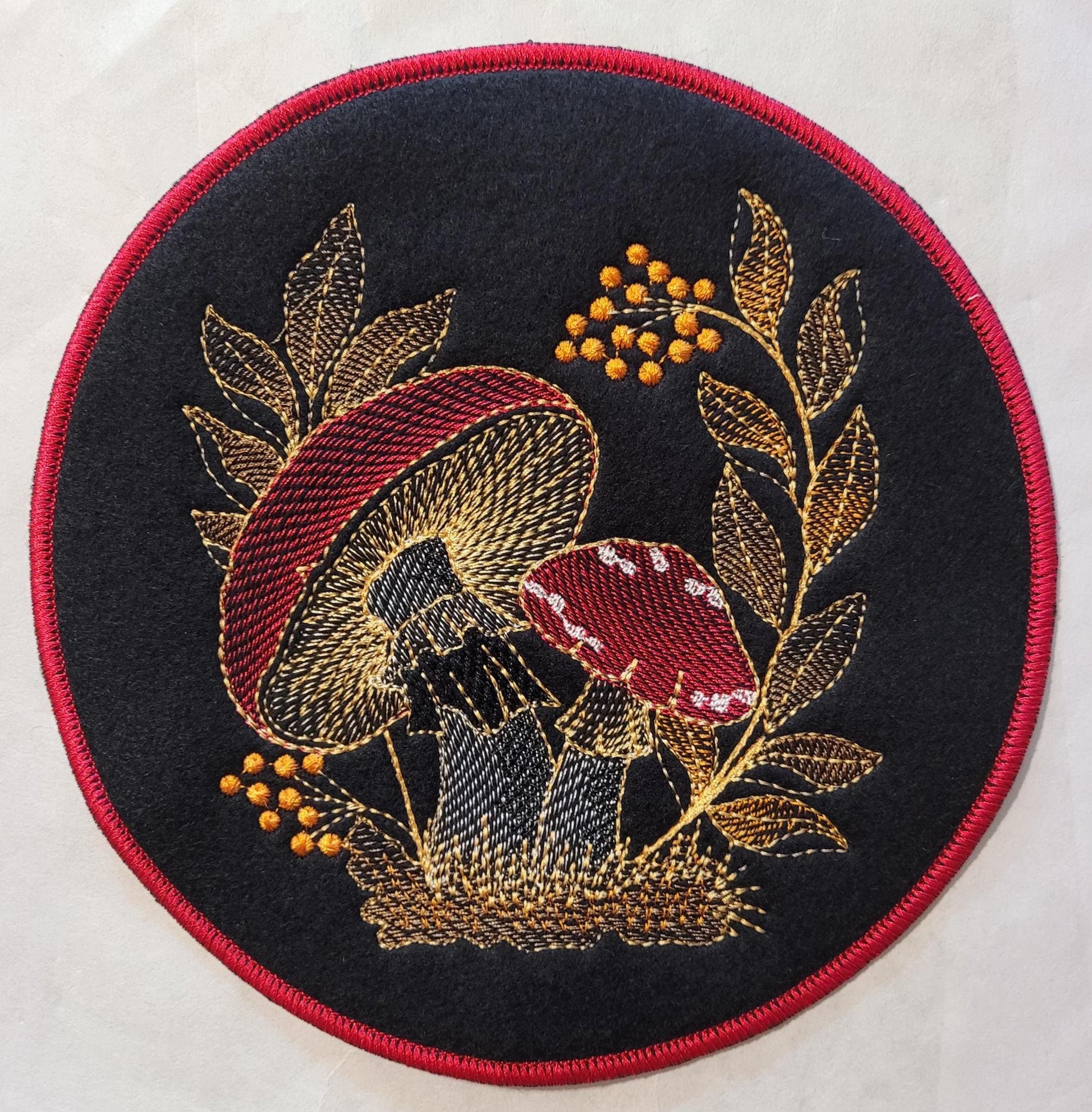 Mushroom Patch, Mushroom Embroidered Patch with Iron-on Placement Adhesive, Sew-on Applique,