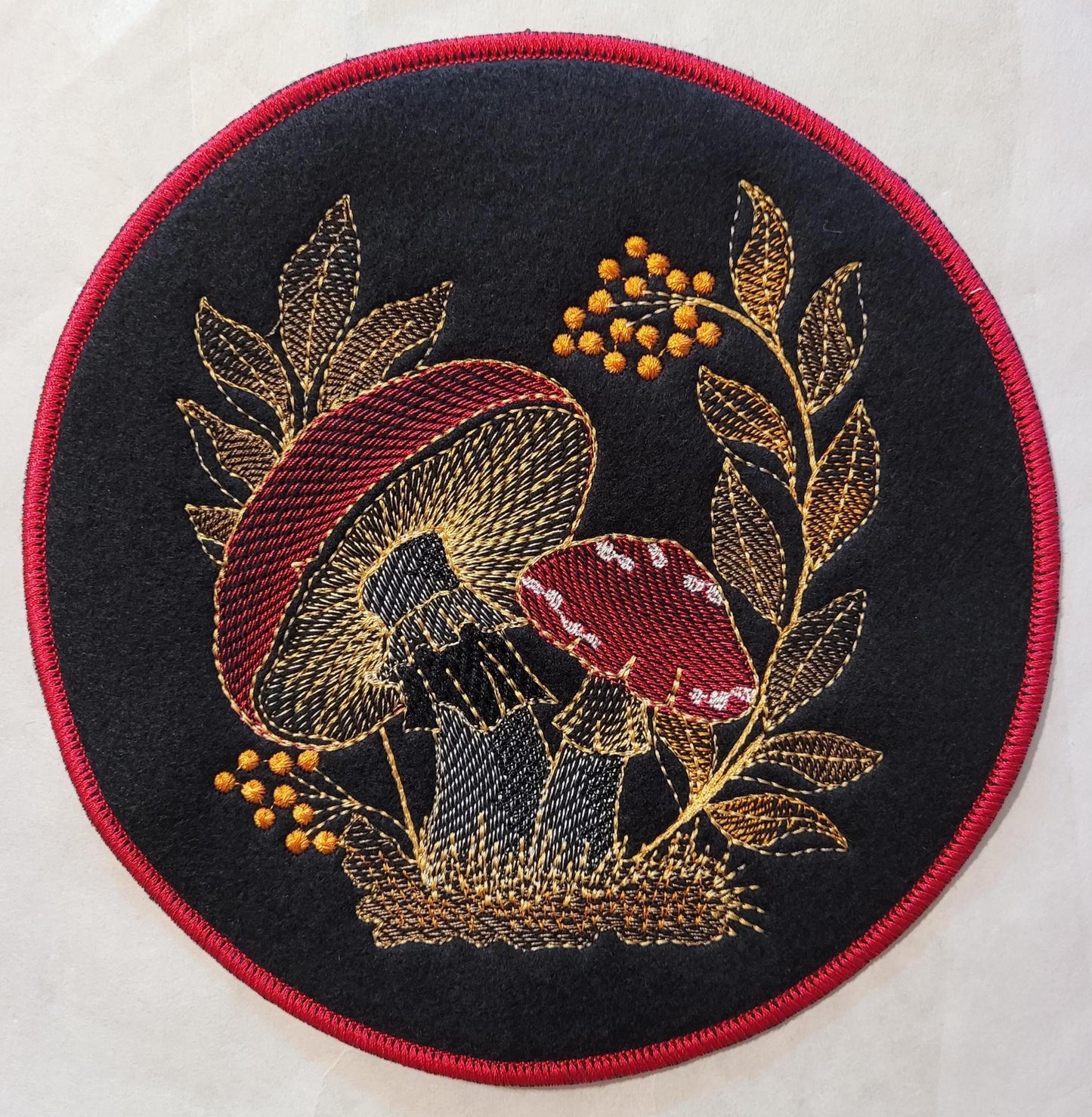 Mushroom Patch, Mushroom Embroidered Patch with Iron-on Placement Adhesive, Sew-on Applique,