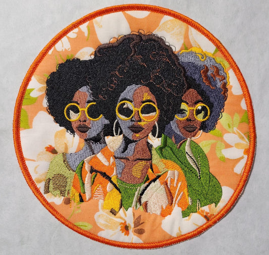 African American Black Sisters Patch, 7" Iron-on Patch, Black Women Abstract, Black Girl Magic, Afrocentric, Brown Skin Girl, Afro Woman