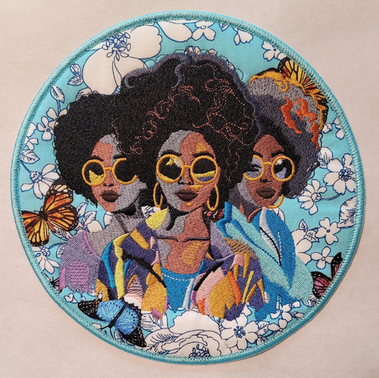 African American Black Sisters Patch, 7" Iron-on Patch, Black Women Abstract, Black Girl Magic, Afrocentric, Brown Skin Girl, Afro Woman