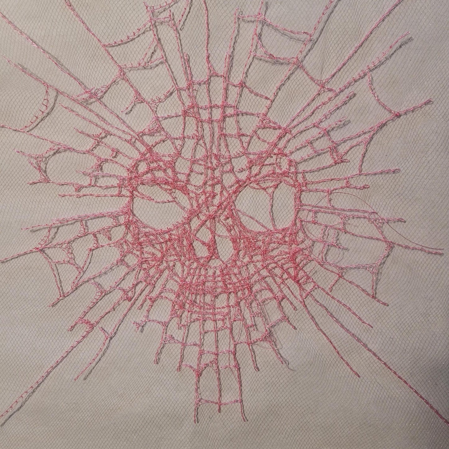 Skull Web, New! Larger! Embroidery Thread Web, Spider Webs, Haunted Home Decor, Halloween Lace, Doily, Goth, Eerie Decorations, Appliques
