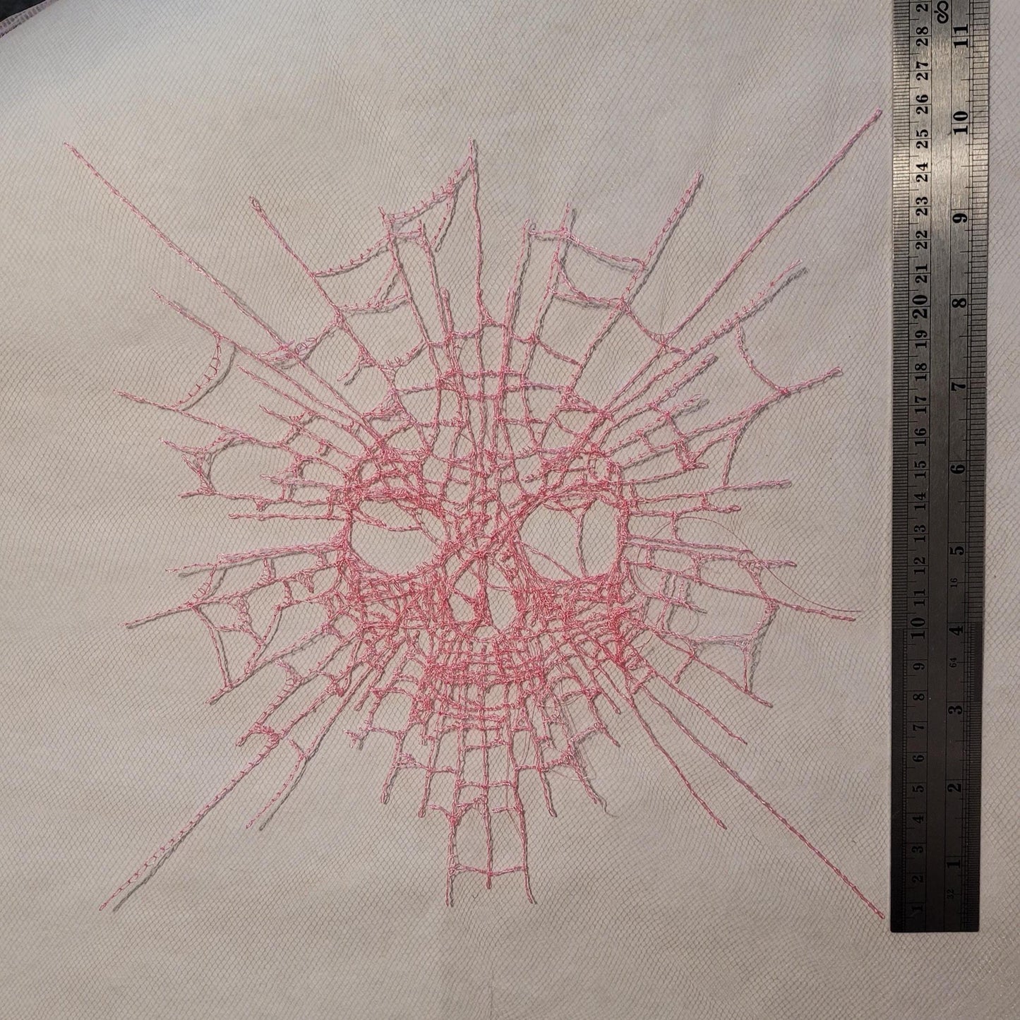 Skull Web, New! Larger! Embroidery Thread Web, Spider Webs, Haunted Home Decor, Halloween Lace, Doily, Goth, Eerie Decorations, Appliques