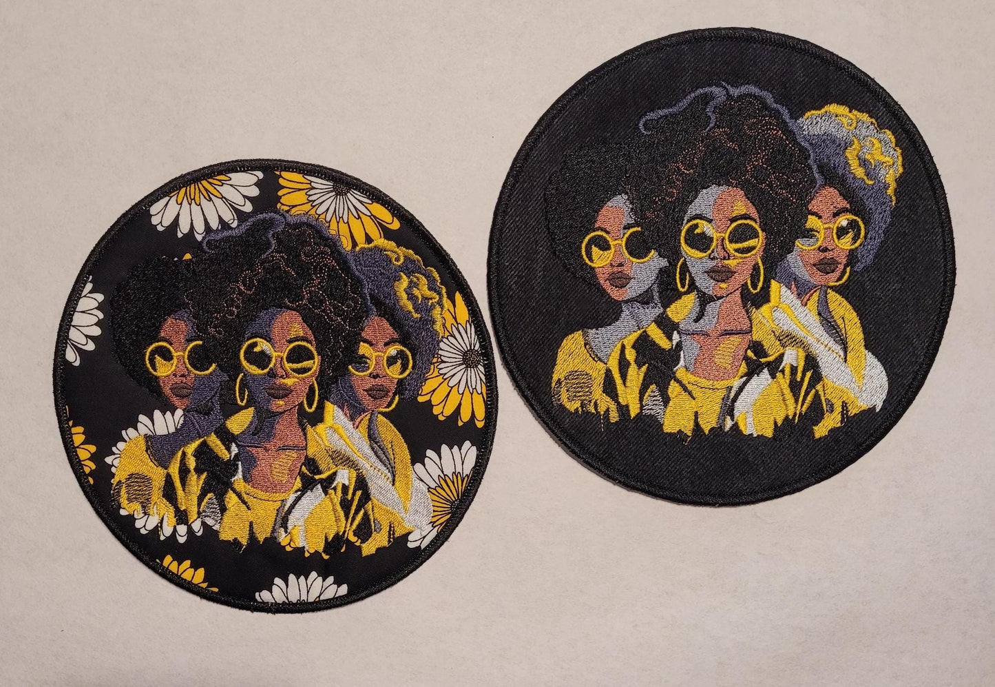 African American Black Sisters Patch, 7" Iron-on Patch, Black Women Abstract, Black Girl Magic, Afrocentric, Brown Skin Girl, Afro Woman